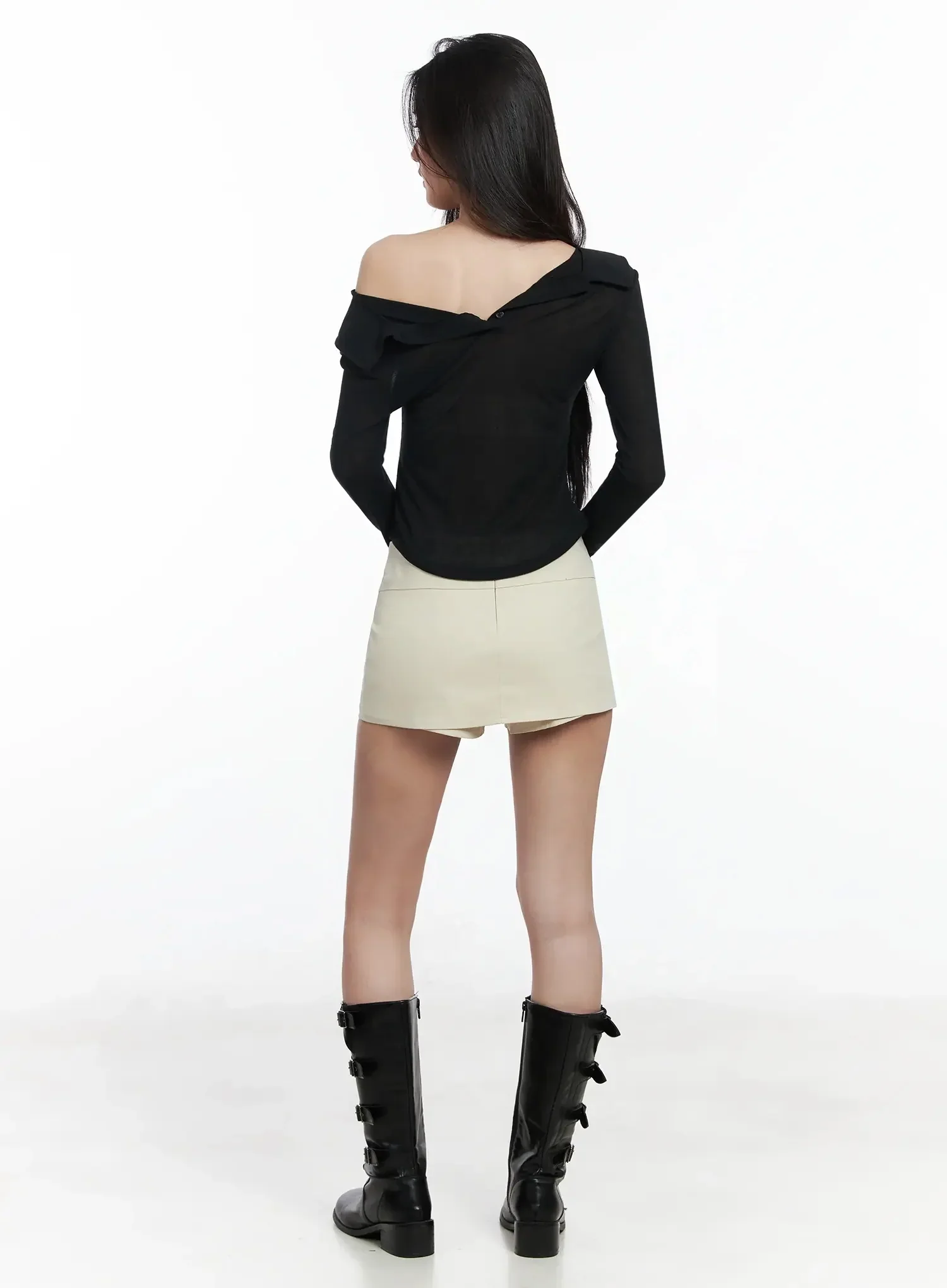 Asymmetric Off-Shoulder Collar Top IM503 - Image 12