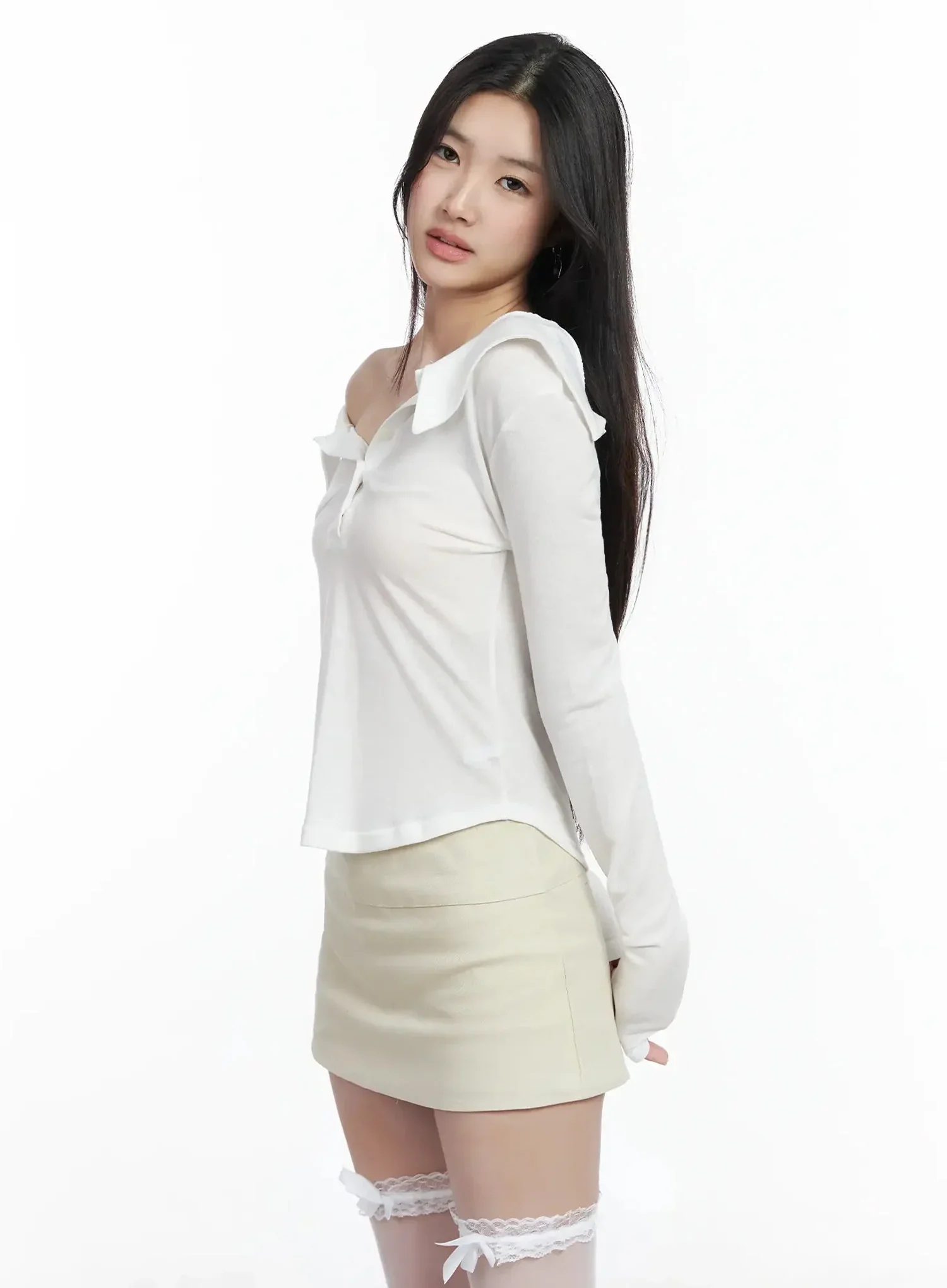 Asymmetric Off-Shoulder Collar Top IM503 - Image 15