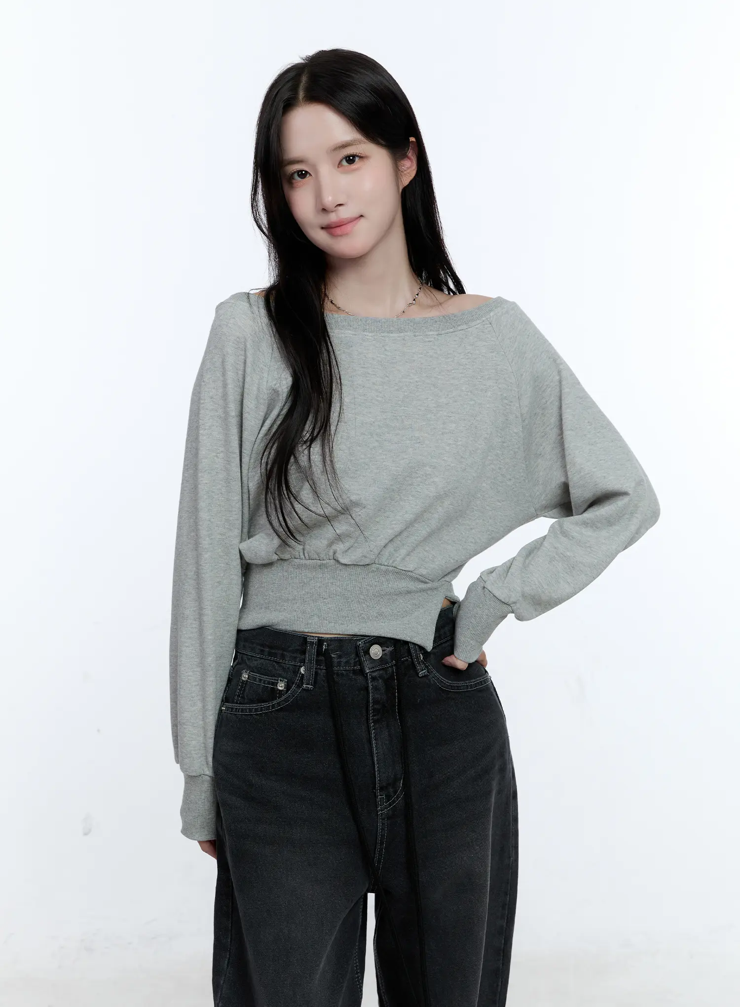 Asymmetric Off-Shoulder Sweatshirt Top CG512 - Image 6