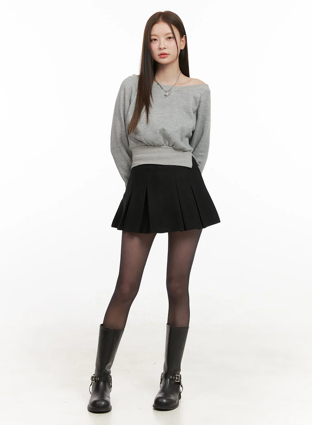 Asymmetric One-Shoulder Crop Sweatshirt OD412 - Image 2
