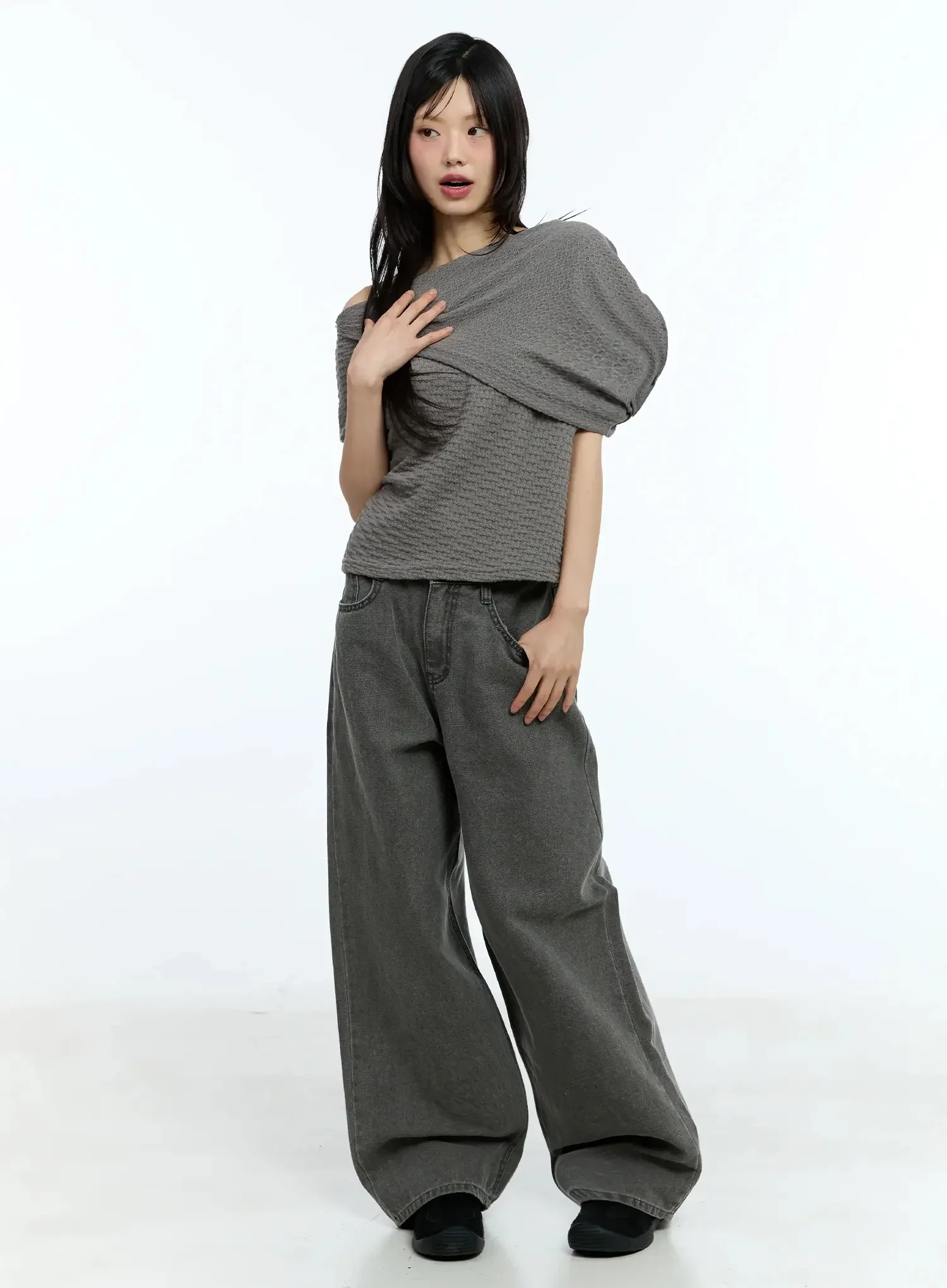 Asymmetric One-Shoulder Loose-Fit Top IU525 - Image 6