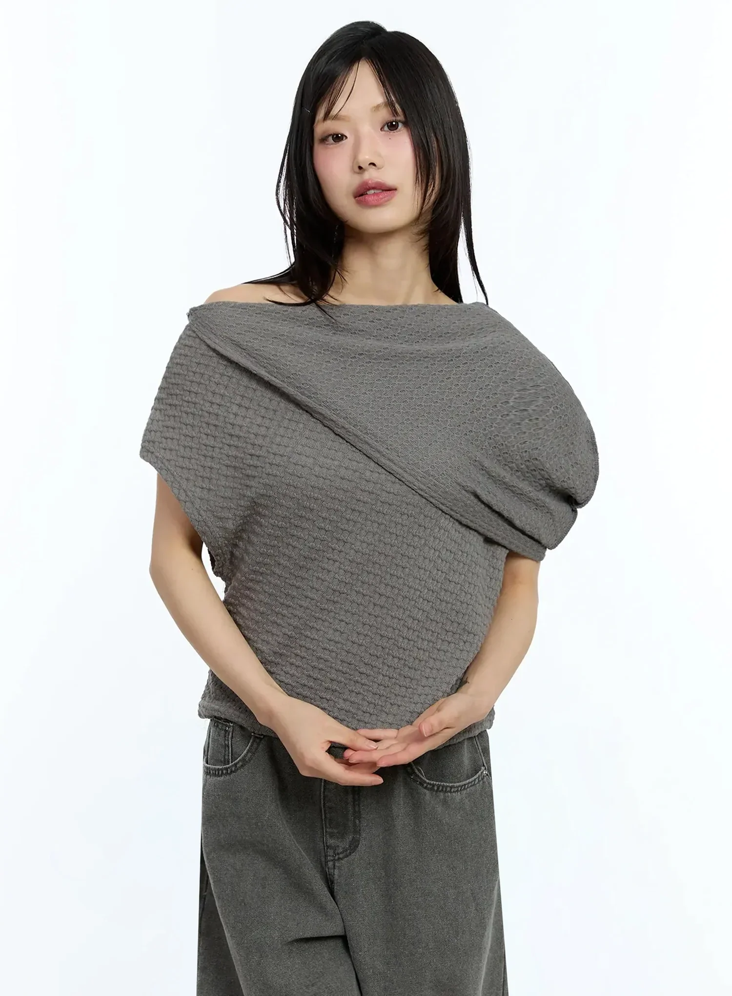 Asymmetric One-Shoulder Loose-Fit Top IU525 - Image 7