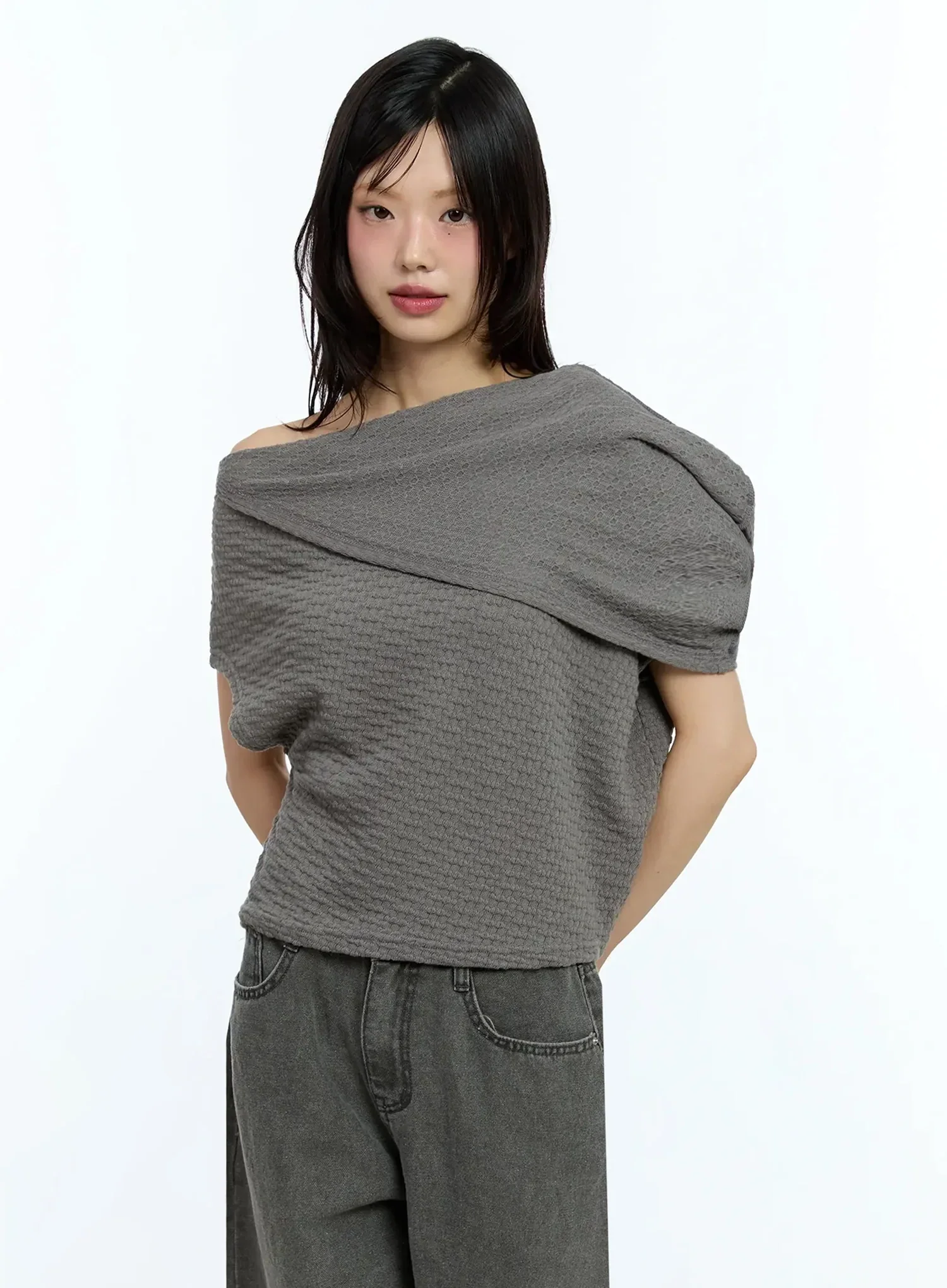 Asymmetric One-Shoulder Loose-Fit Top IU525 - Image 8