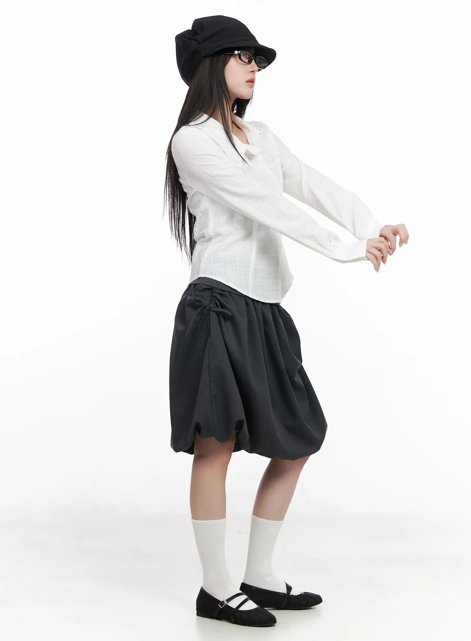 Asymmetric Plaid Long Sleeve Shirt CF523 - Image 4