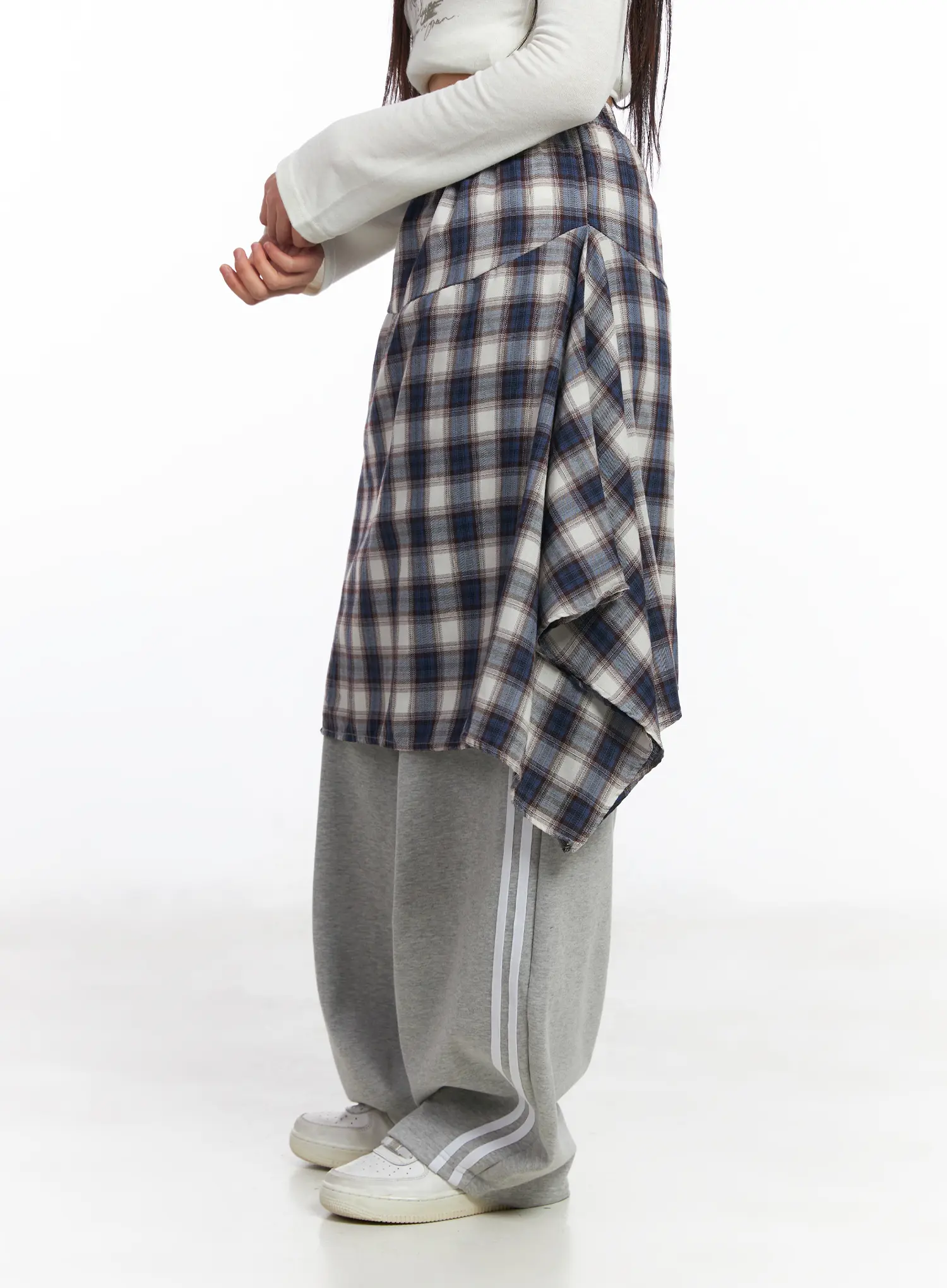 Asymmetric Plaid Midi Skirt CF506 - Image 4