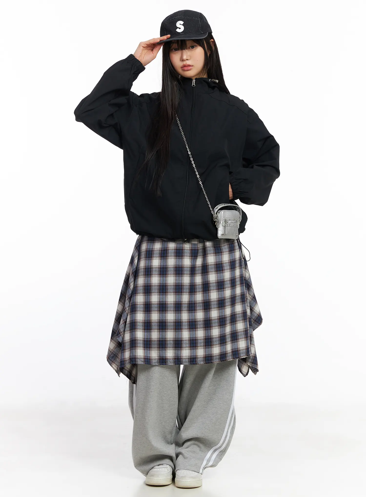 Asymmetric Plaid Midi Skirt CF506 - Image 5