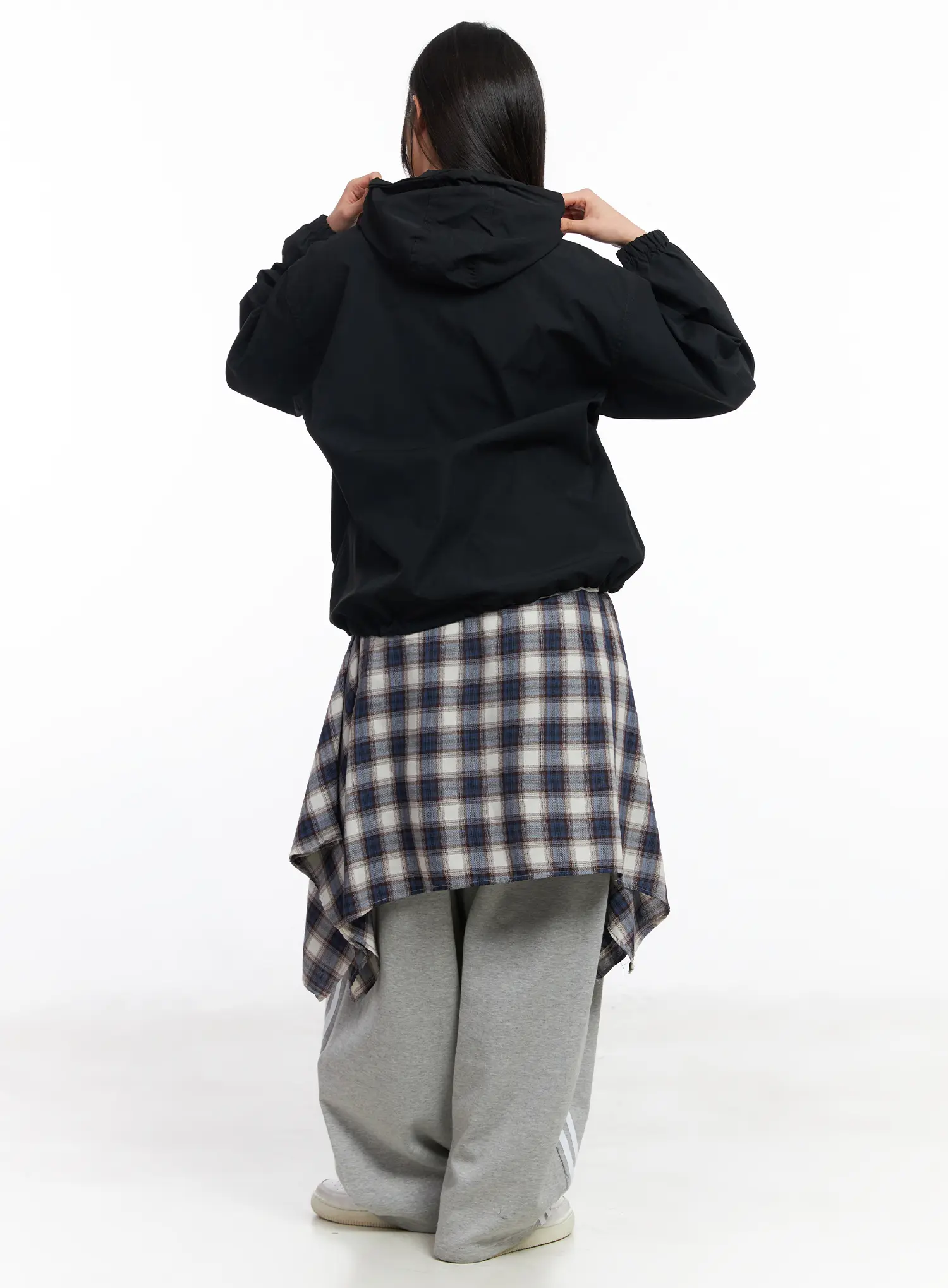 Asymmetric Plaid Midi Skirt CF506 - Image 7