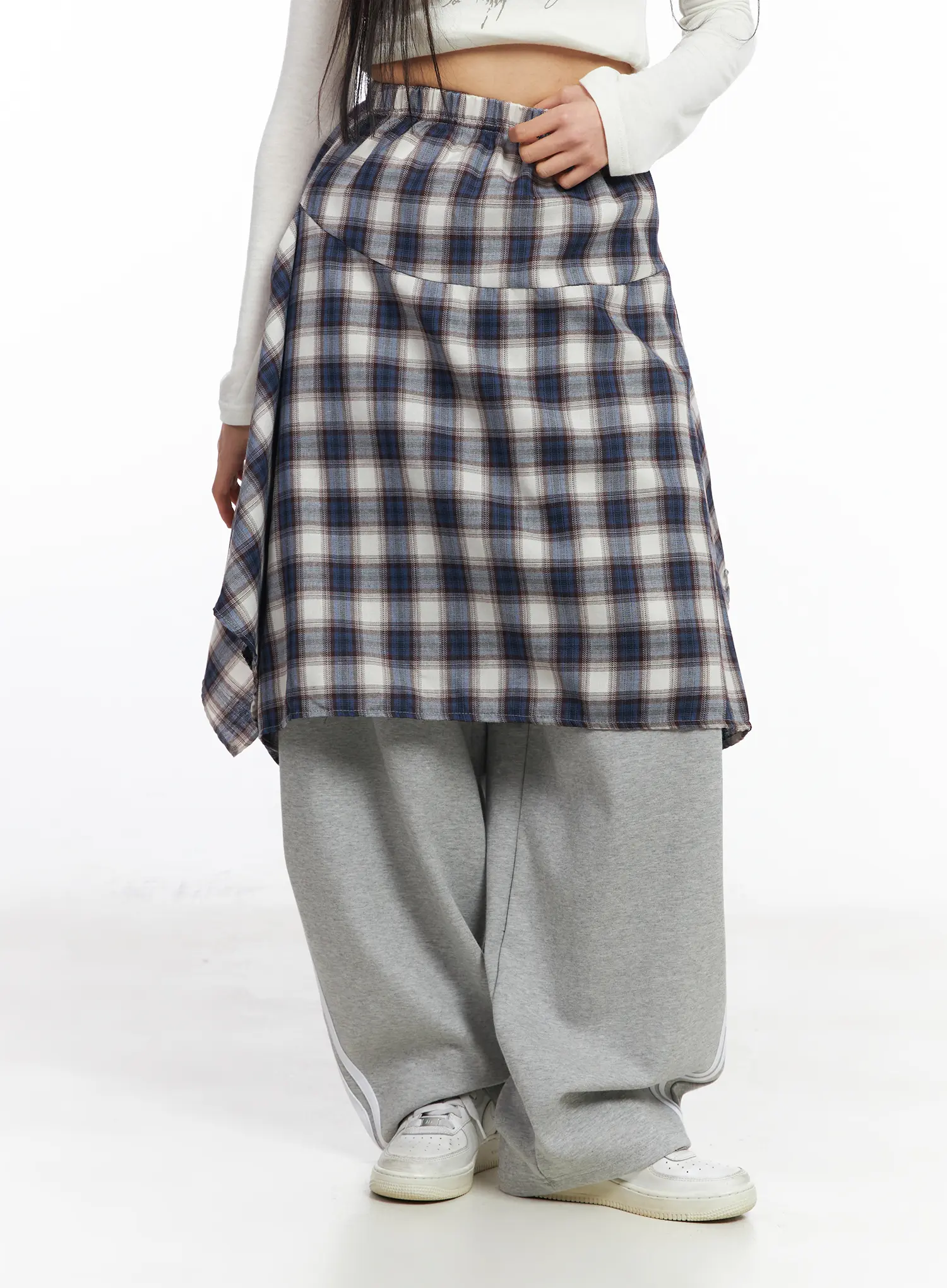 Asymmetric Plaid Midi Skirt CF506 - Image 8