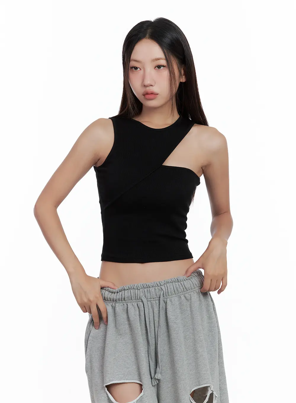 Asymmetric Ribbed Cropped Tank CL508 - Image 11