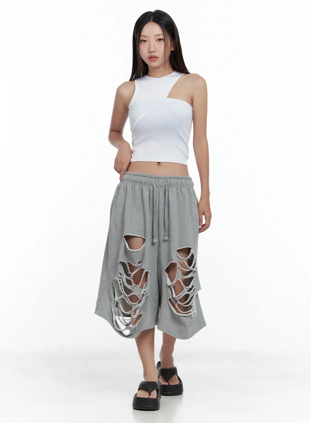 Asymmetric Ribbed Cropped Tank CL508 - Image 3