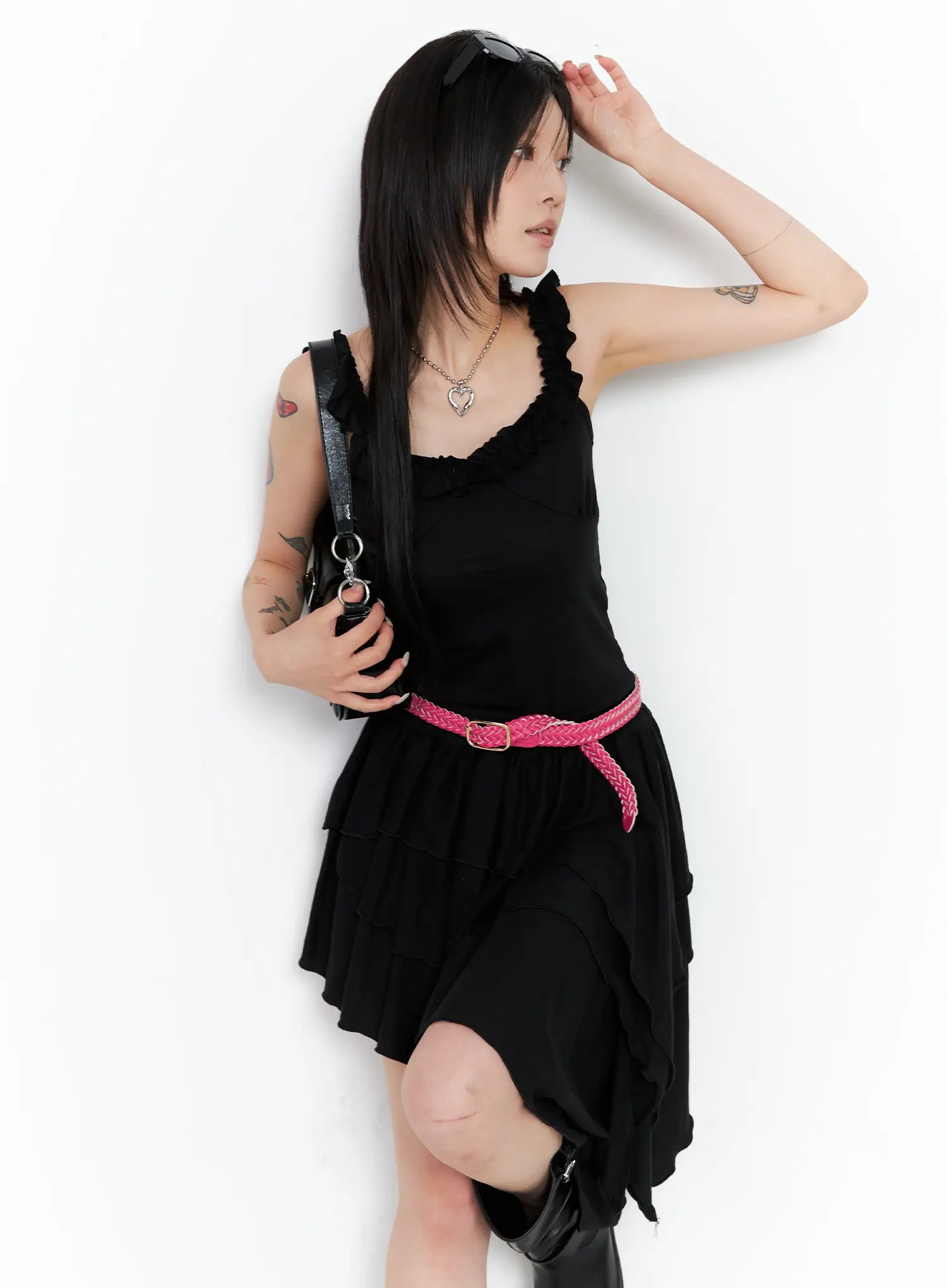Asymmetric Ruffle Sleeveless Top CL528