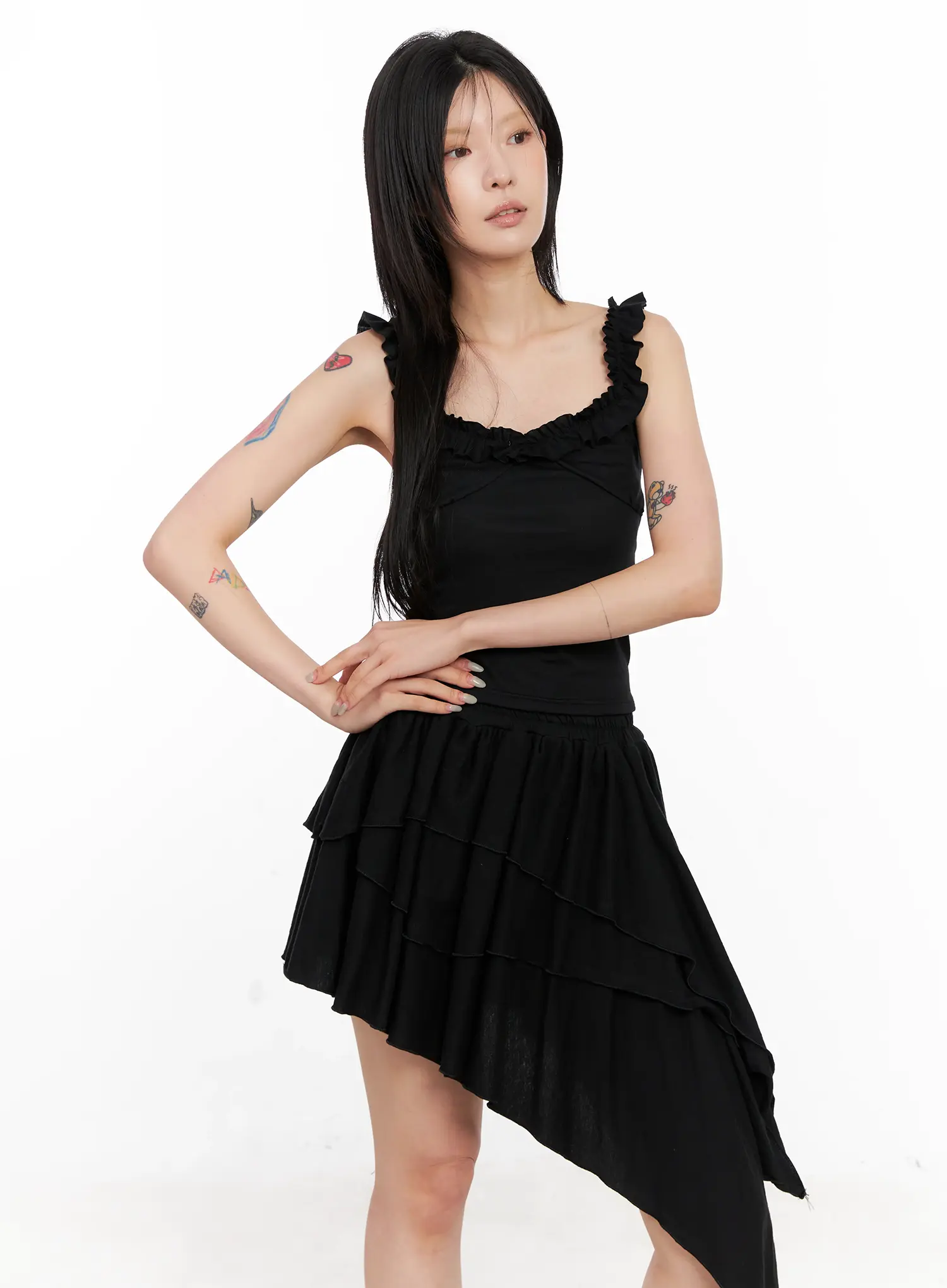 Asymmetric Ruffle Sleeveless Top CL528 - Image 11