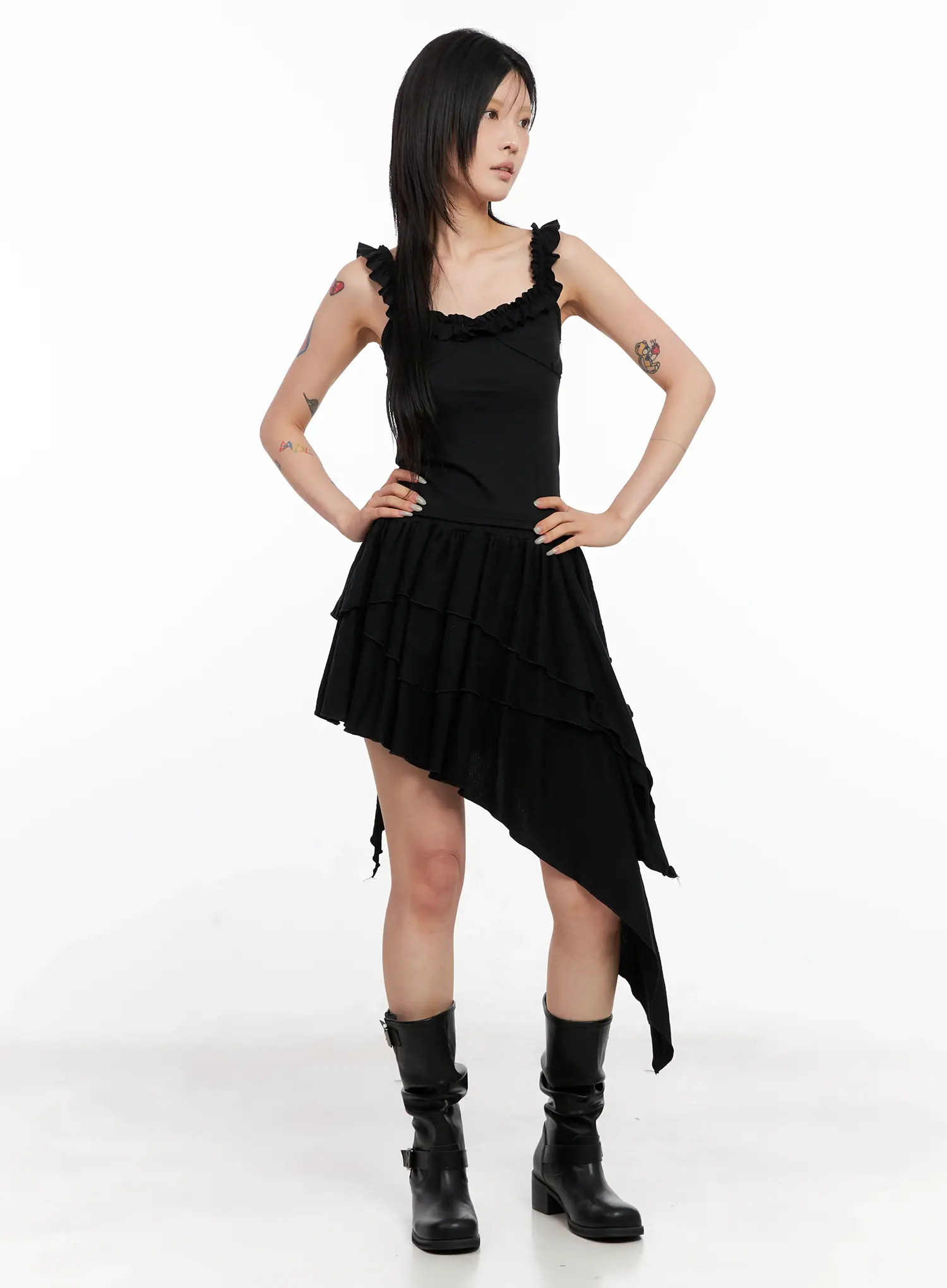 Asymmetric Ruffle Sleeveless Top CL528 - Image 4