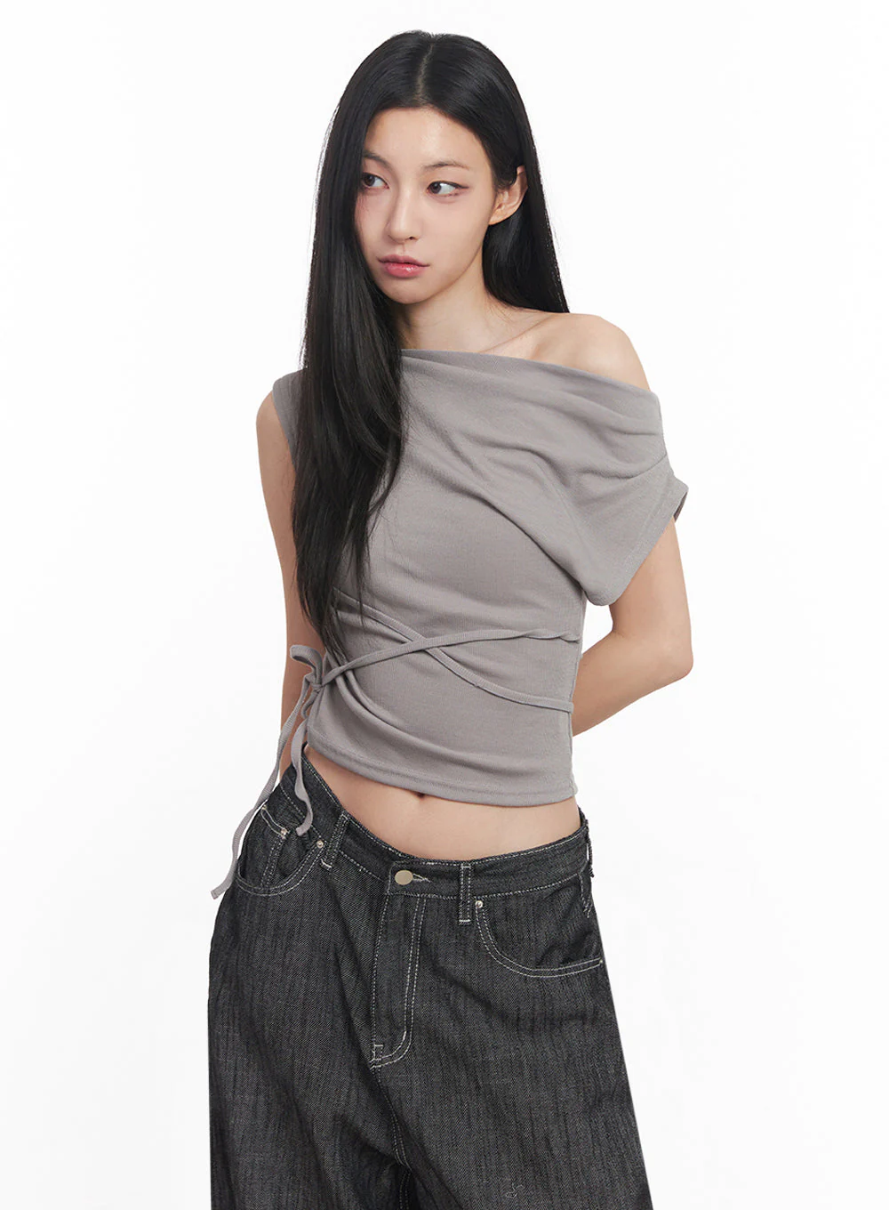 Asymmetric Short Sleeve Wrap Shirt IY516 - Image 13