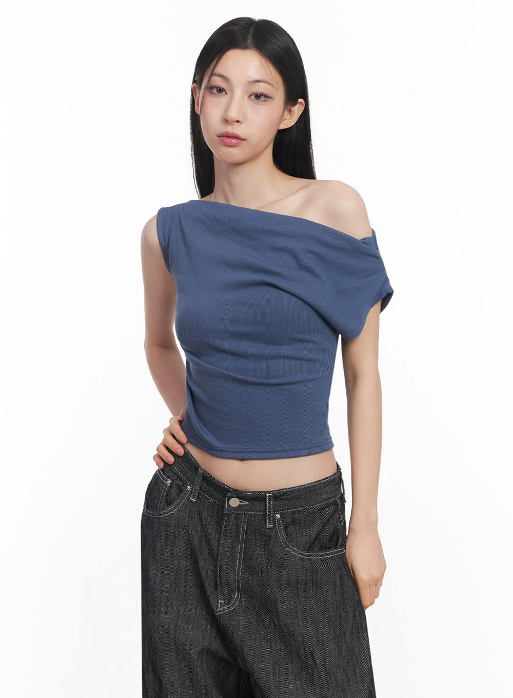 Asymmetric Short Sleeve Wrap Shirt IY516 - Image 14
