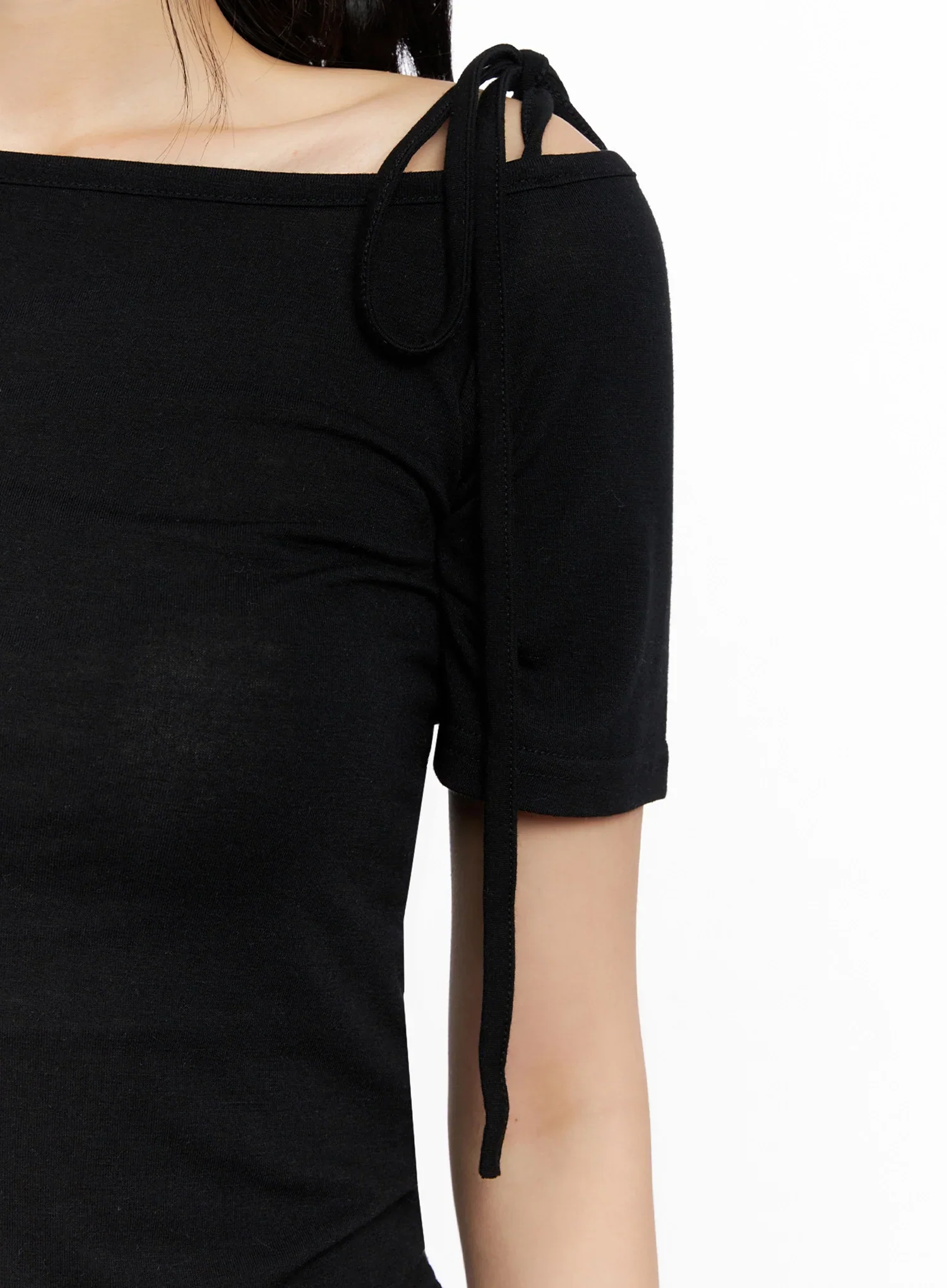 Asymmetric Shoulder-Tie T-Shirt IG508 - Image 3