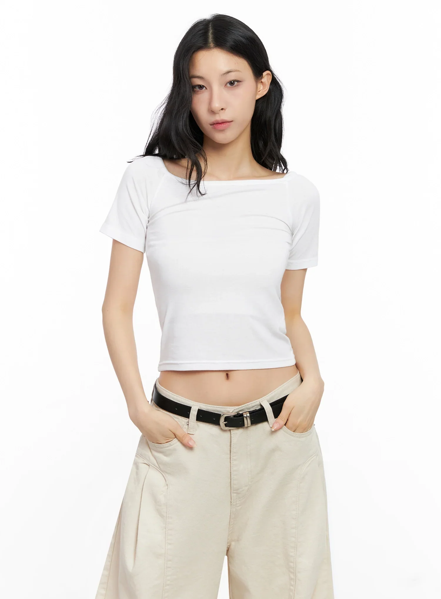 Asymmetric Shoulder-Tie T-Shirt IG508 - Image 6