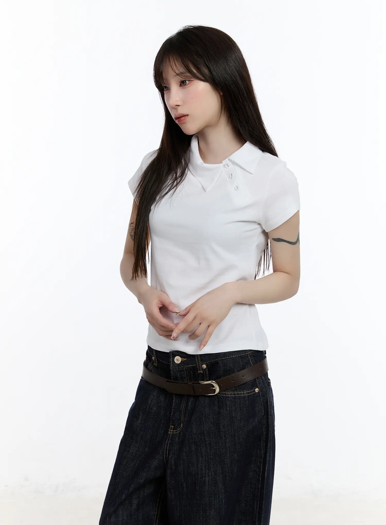 Asymmetrical Collar Short Sleeve Top CA501 - Image 2