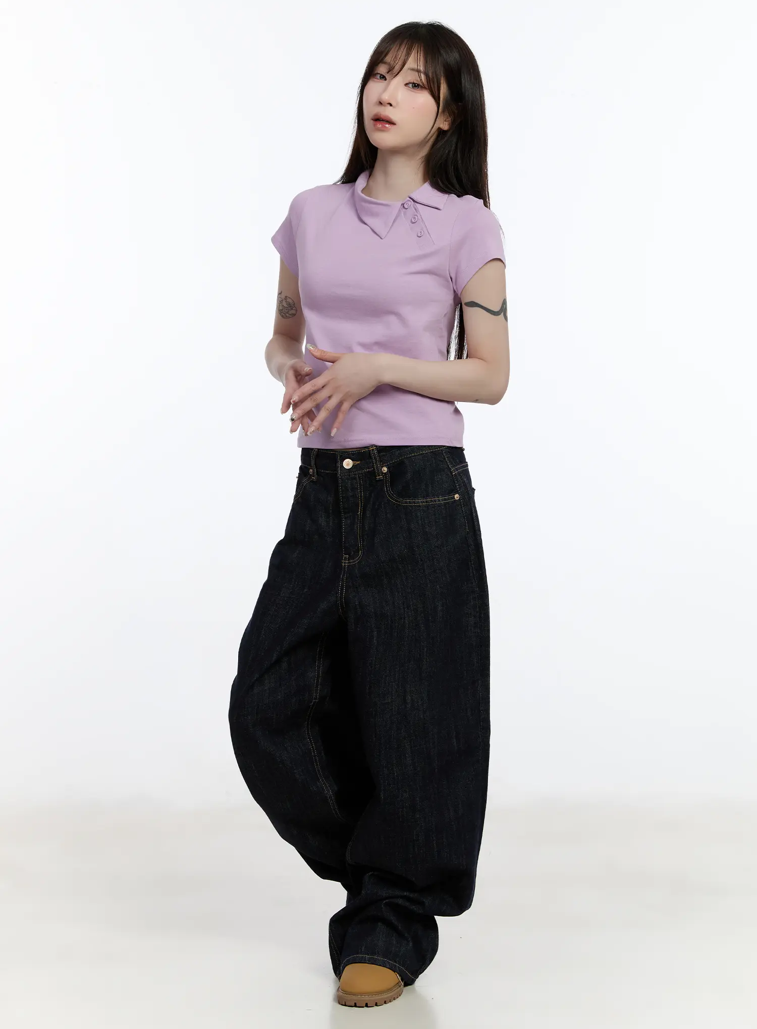 Asymmetrical Collar Short Sleeve Top CA501 - Image 3