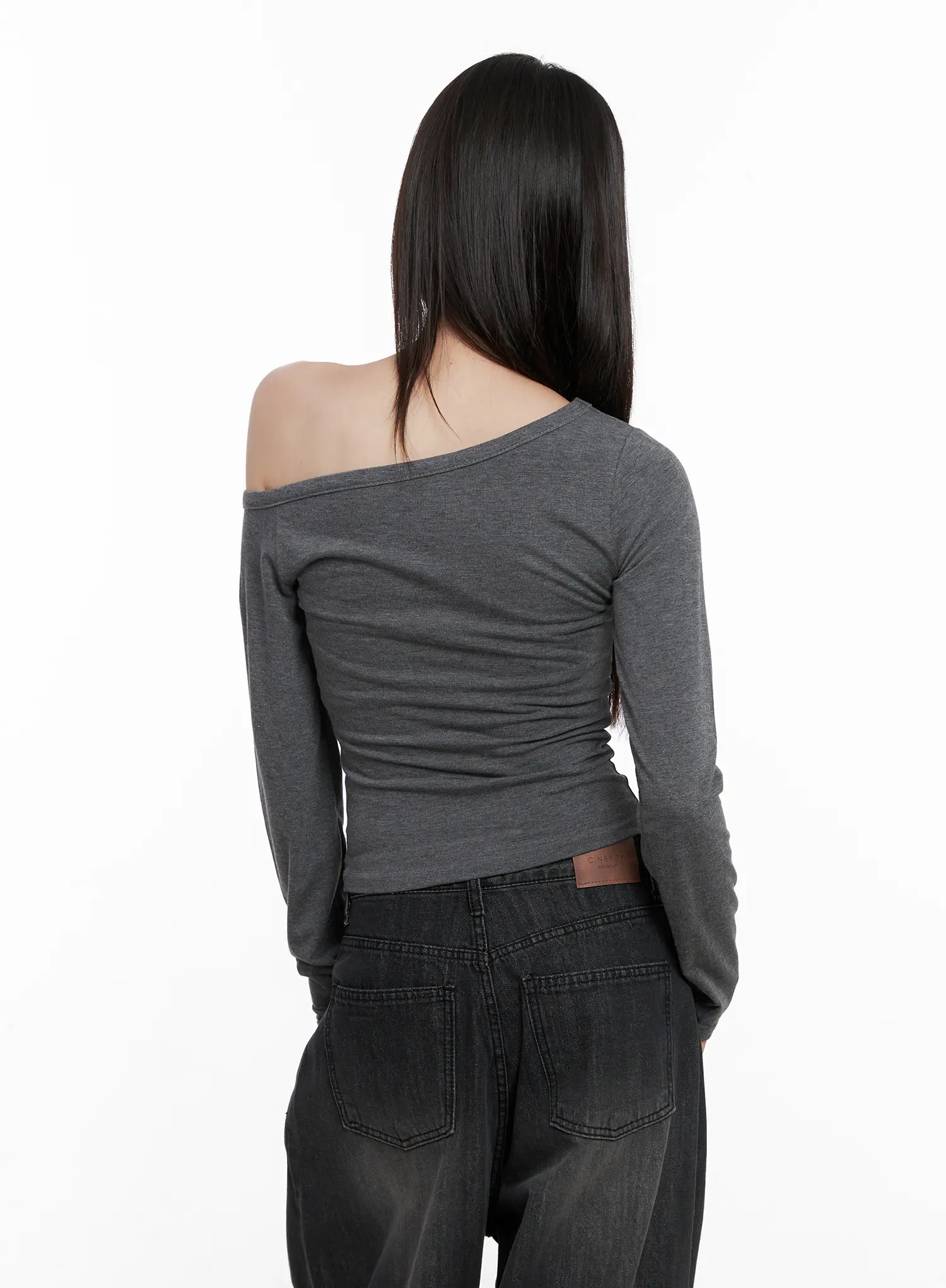 Asymmetrical Eyelet Long Sleeve Top CG519 - Image 7