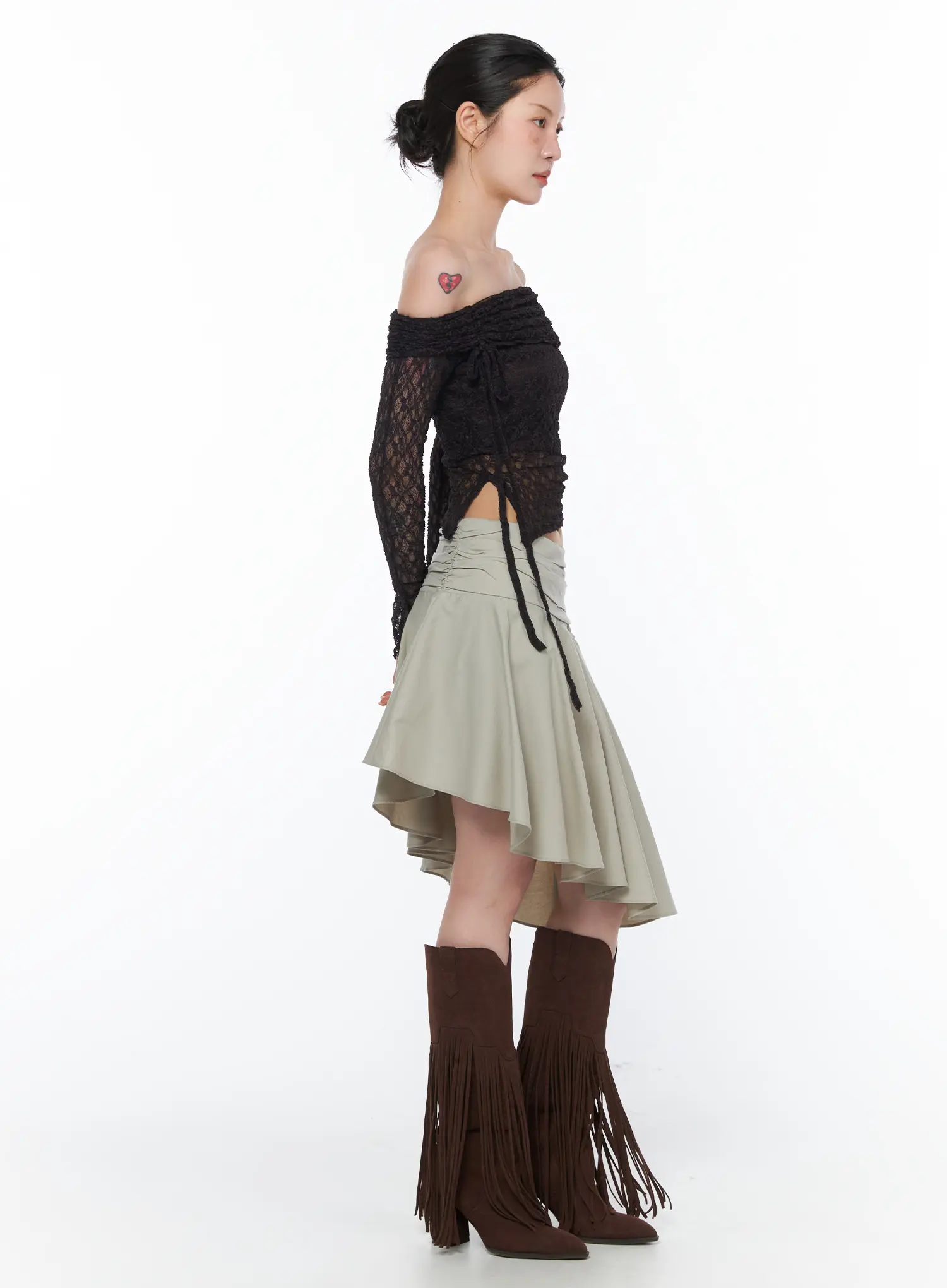 Asymmetrical Flare Midi Skirt CA524 - Image 7