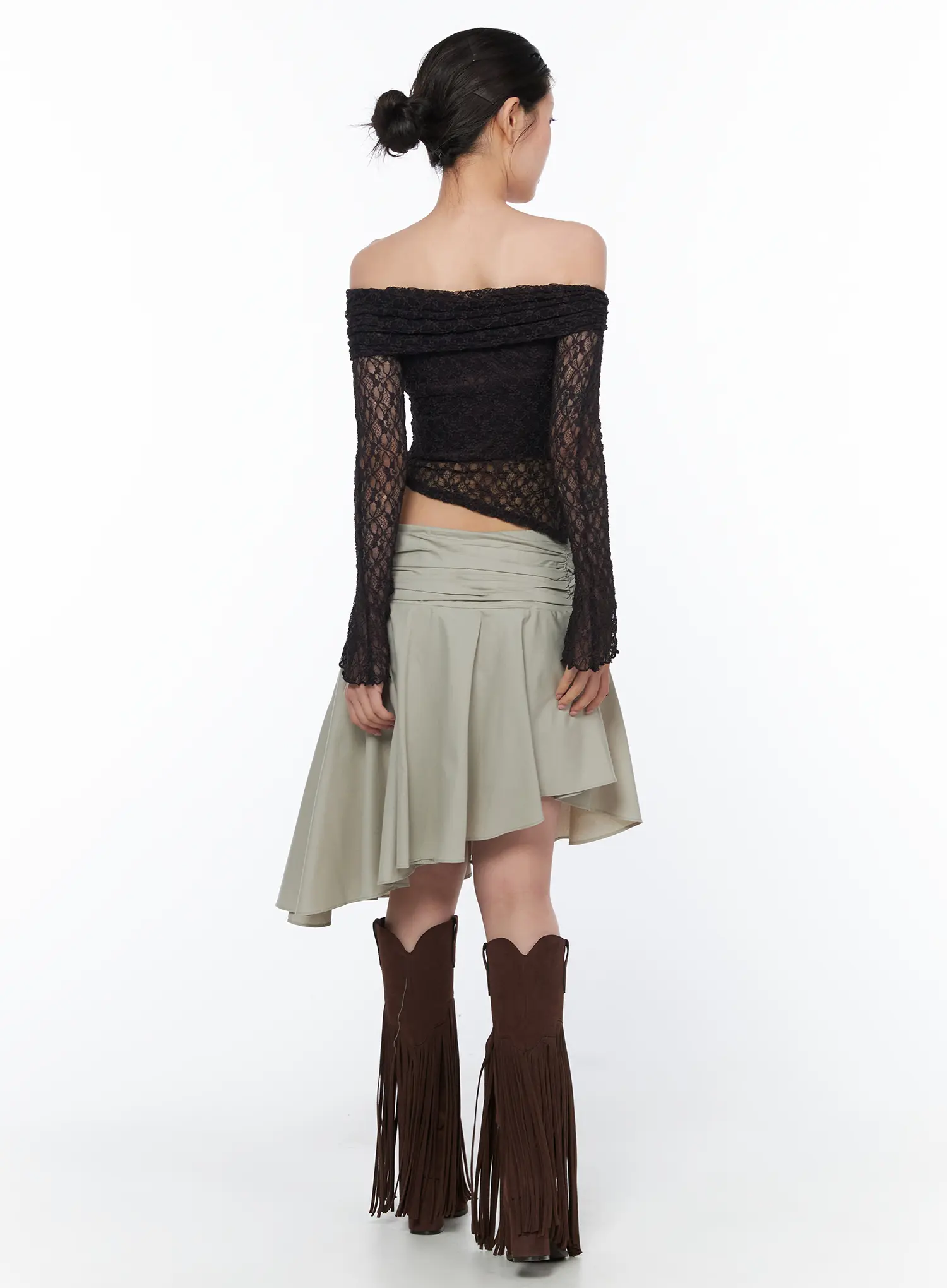 Asymmetrical Flare Midi Skirt CA524 - Image 8
