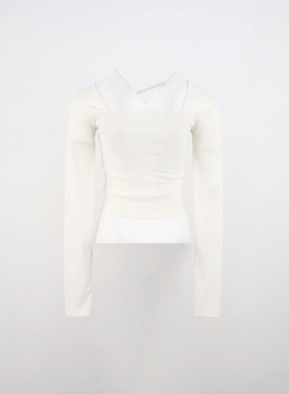 Asymmetrical Neck Off Shoulder Crop Tee IN327 - Image 9