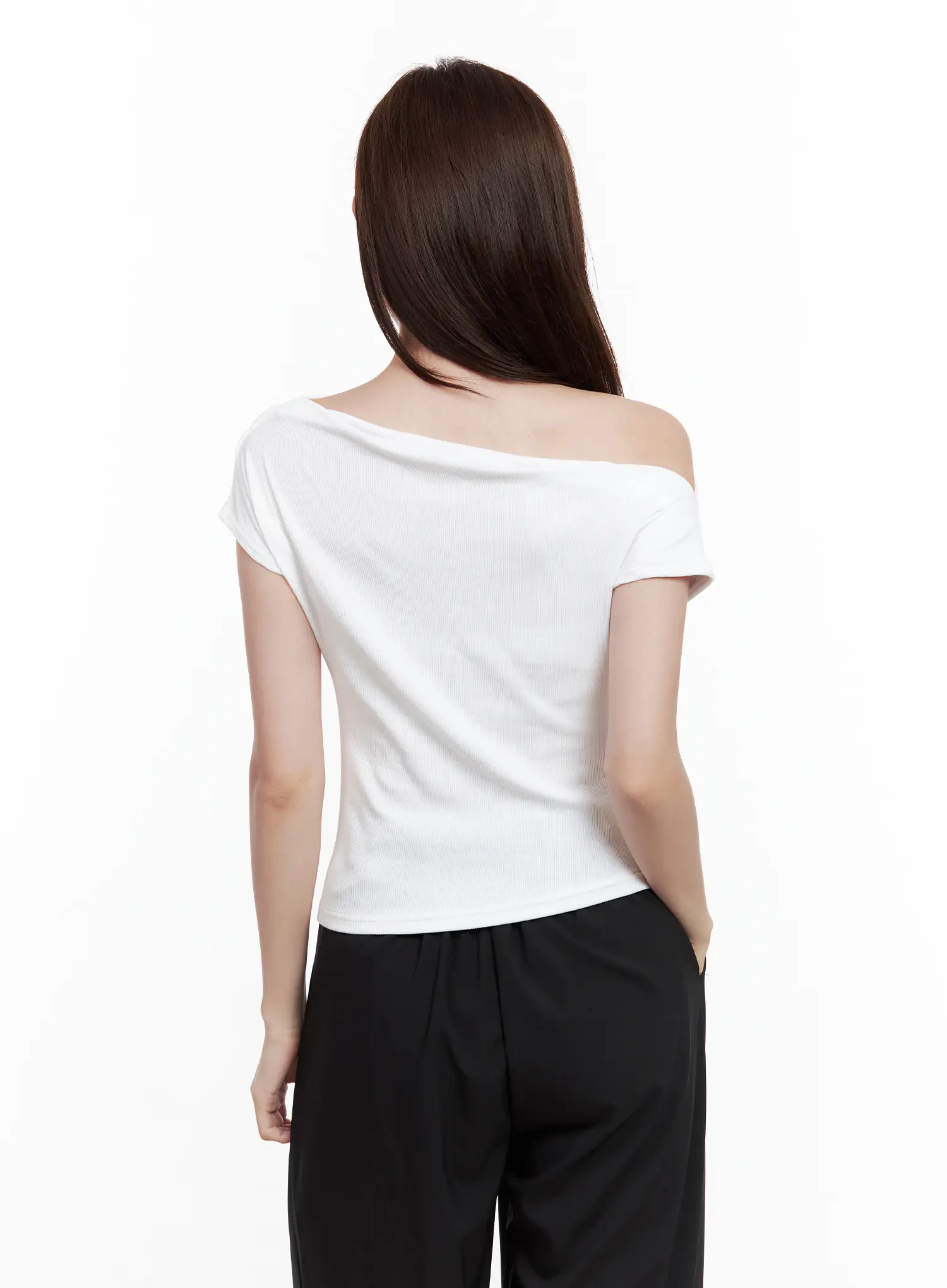 Asymmetrical Off-Shoulder Short-Sleeve Top CL502 - Image 7