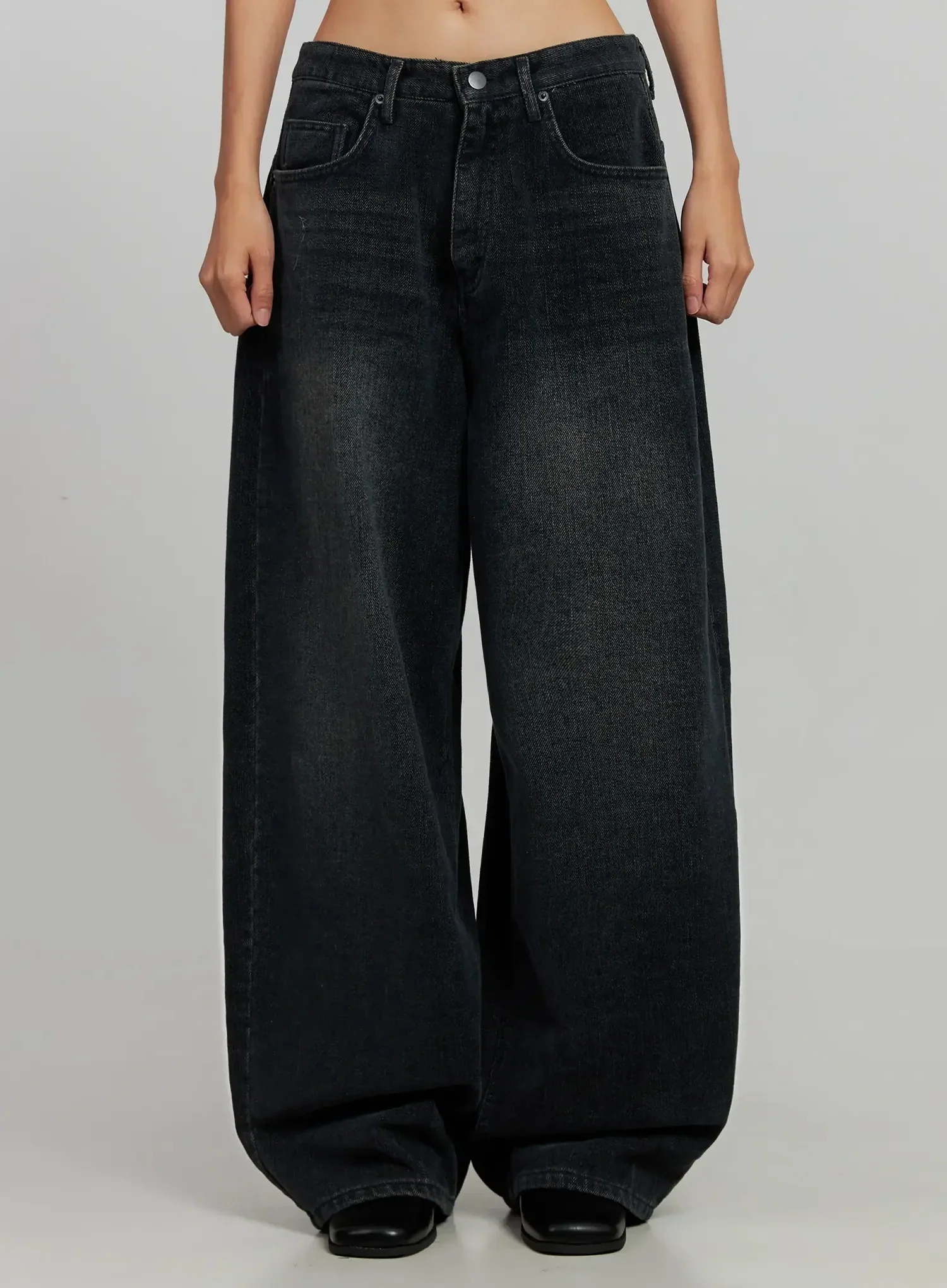 Aubree Washed Wide Jeans IJ502