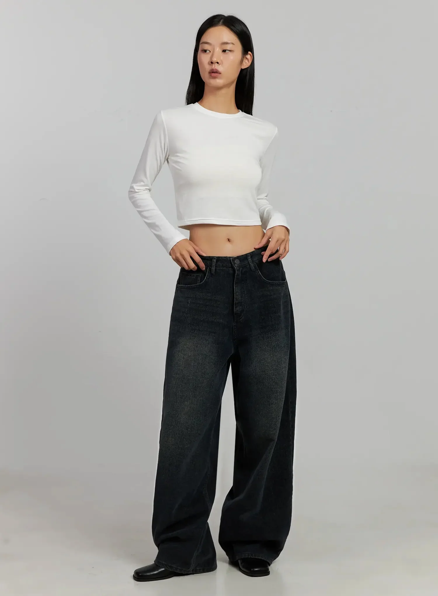 Aubree Washed Wide Jeans IJ502 - Image 3