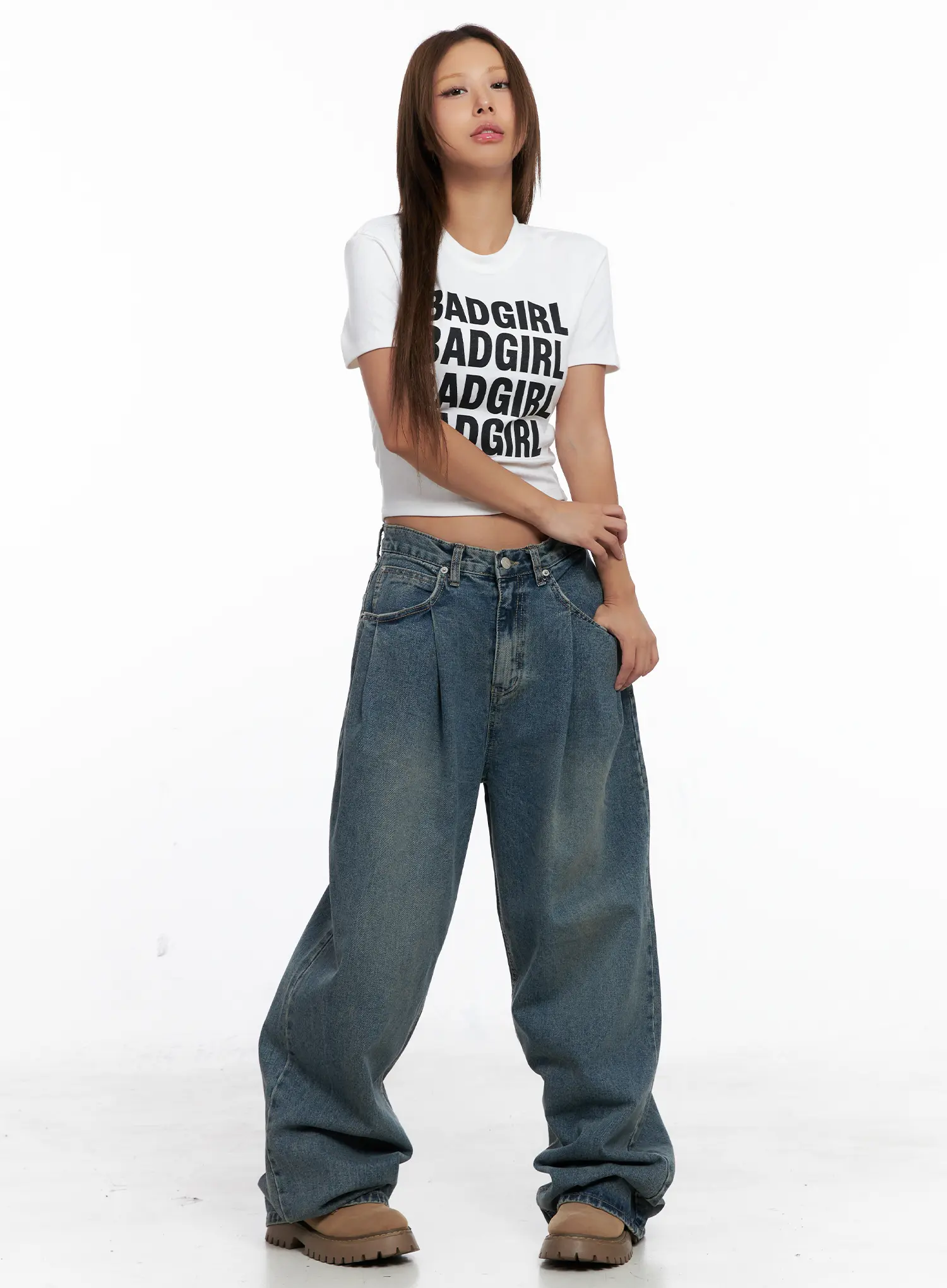 Aura Pleated Wide Jeans CS524 - Image 2