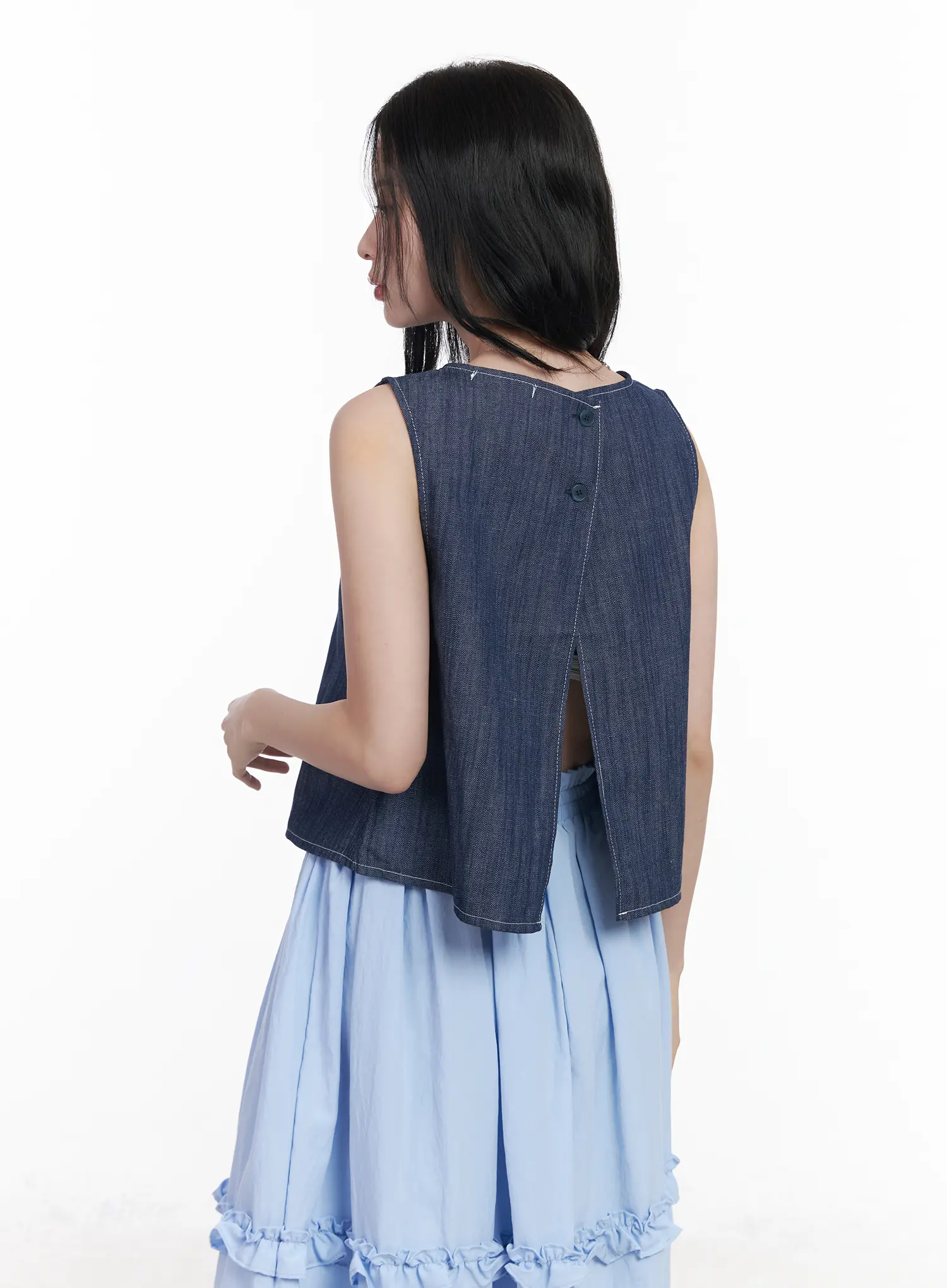 Back Button Sleeveless Top CA509 - Image 2