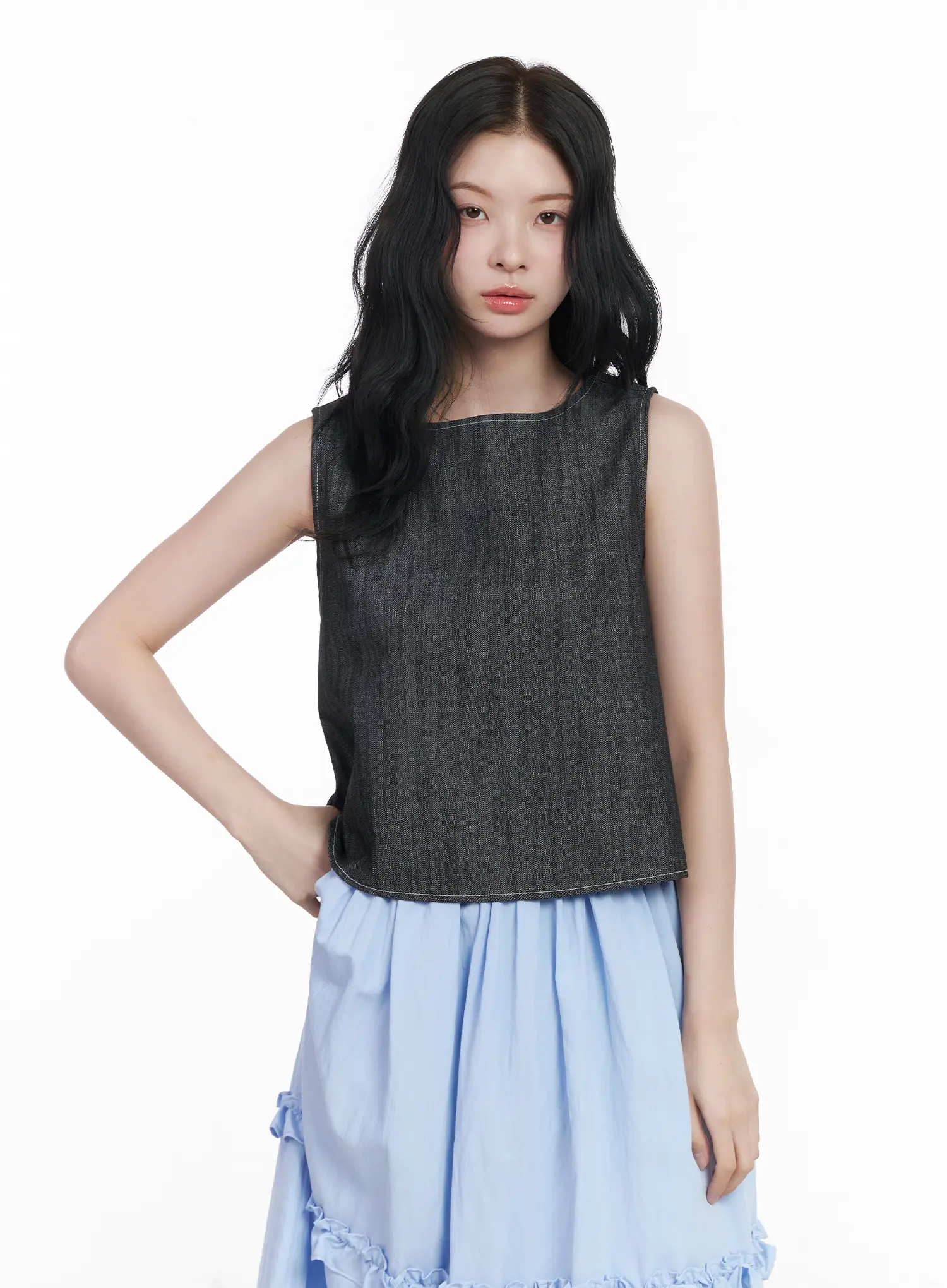 Back Button Sleeveless Top CA509 - Image 7