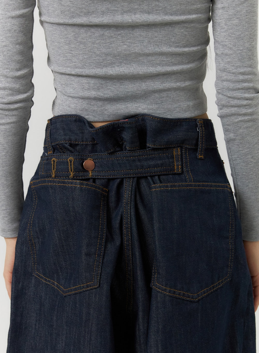 Back Button Wide Leg Jeans CF407 - Image 5