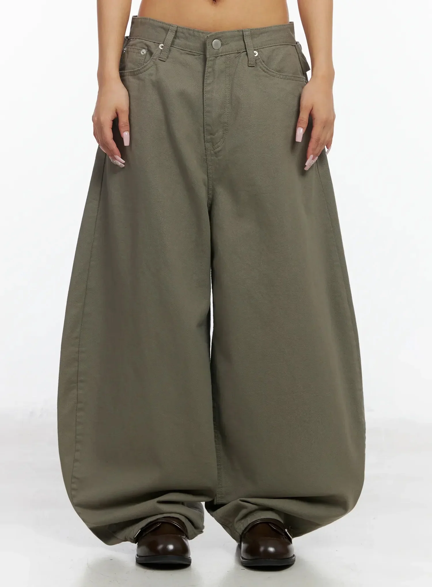 Back Corset Belt Wide-Leg Cotton Pants IA527