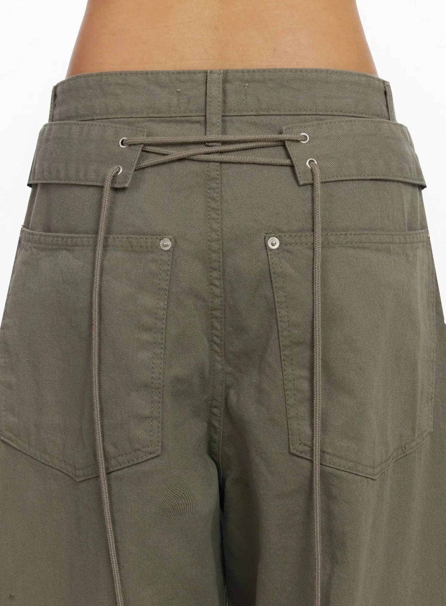 Back Corset Belt Wide-Leg Cotton Pants IA527 - Image 2