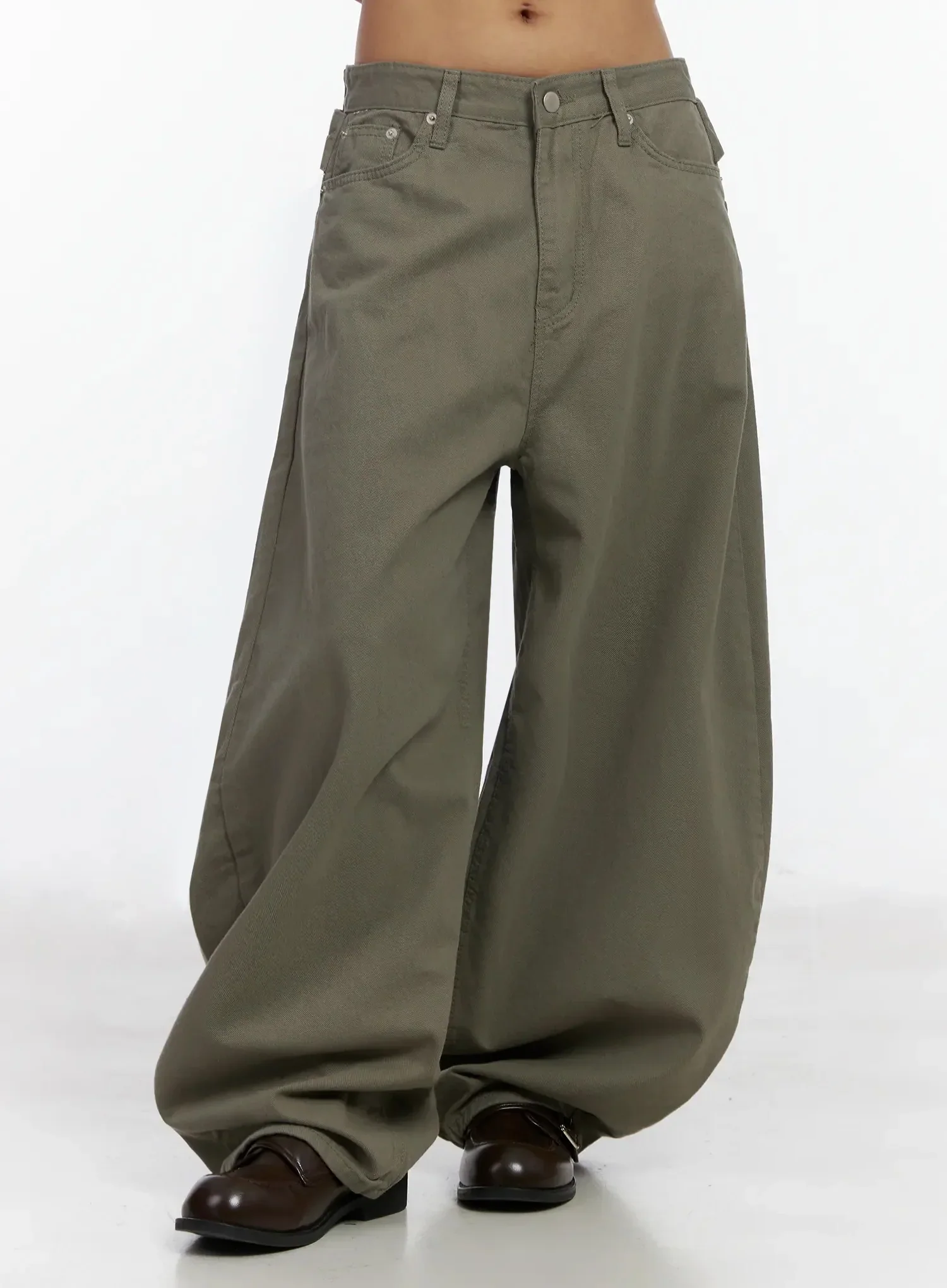 Back Corset Belt Wide-Leg Cotton Pants IA527 - Image 7