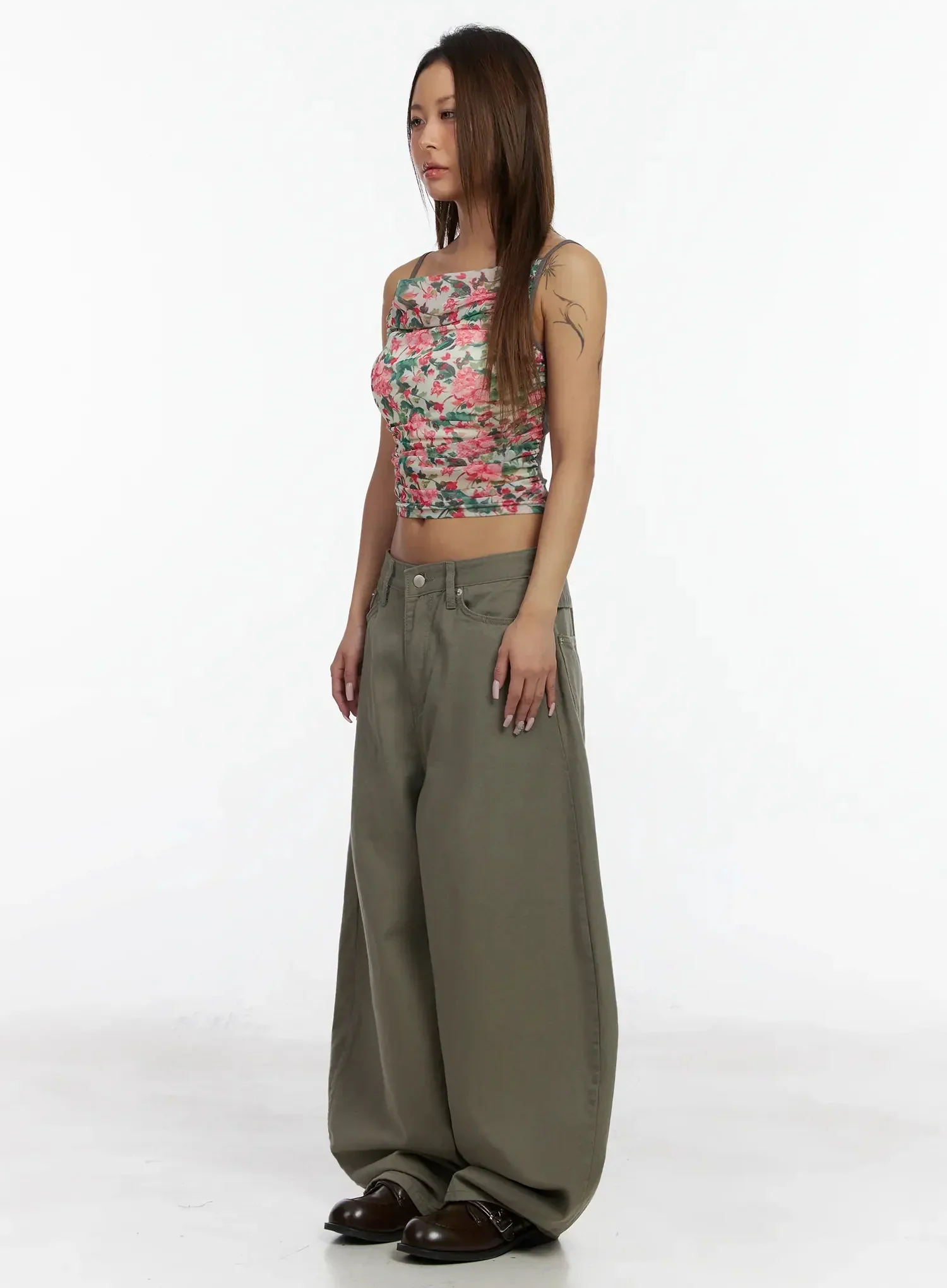 Back Corset Belt Wide-Leg Cotton Pants IA527 - Image 9
