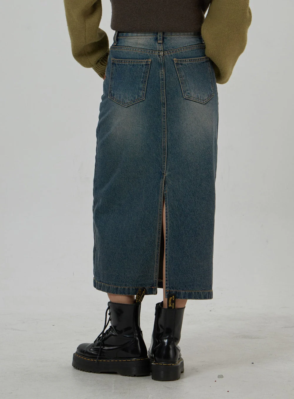 Back Slit Denim Maxi Skirt CD23 - Image 8