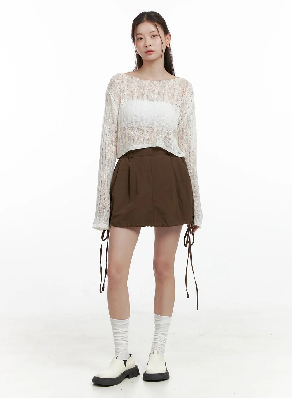 Banded Pintuck Mini Skirt OL417 - Image 3