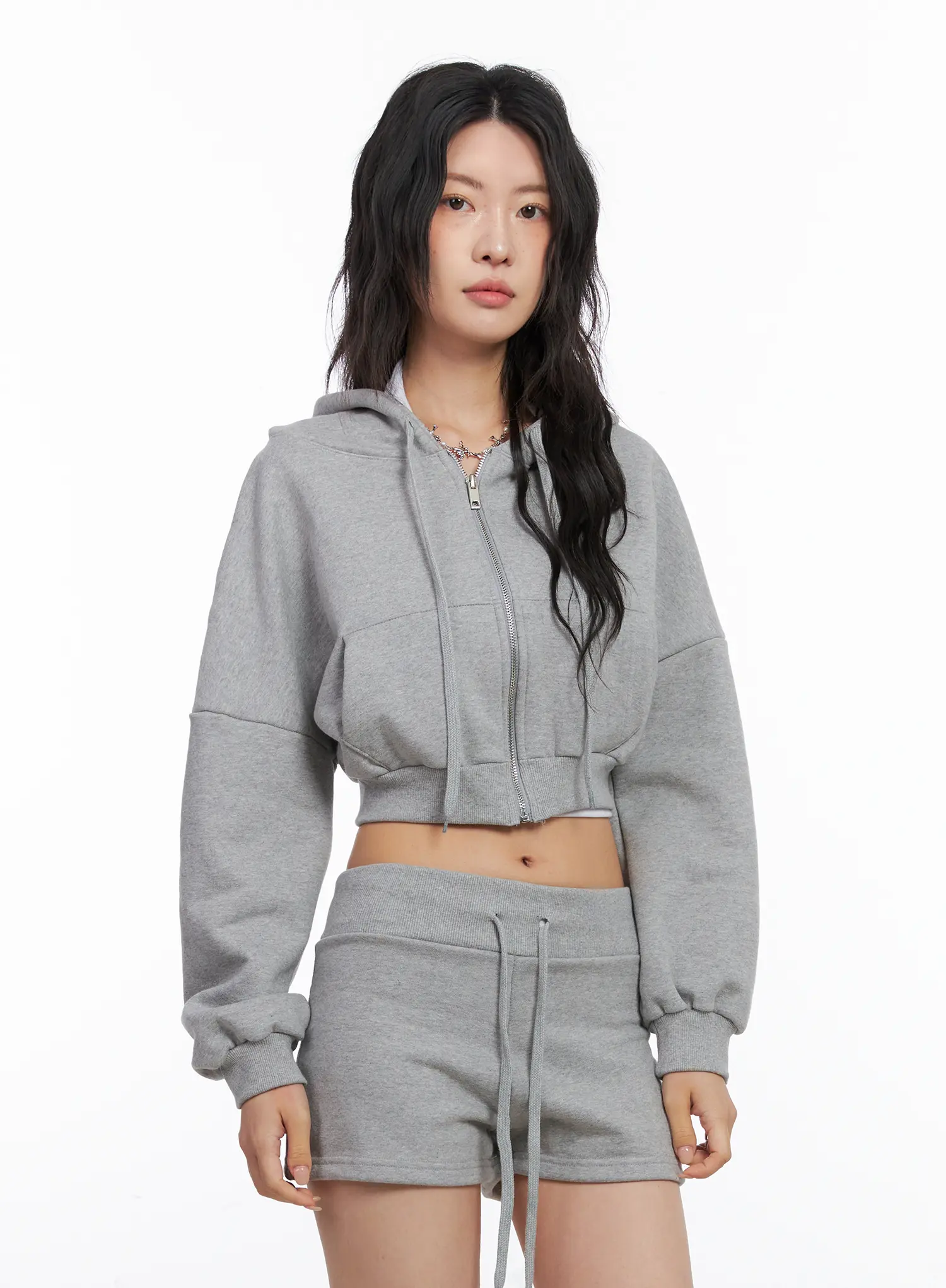 Basic Cropped Zip Hoodie CO507 - Image 2