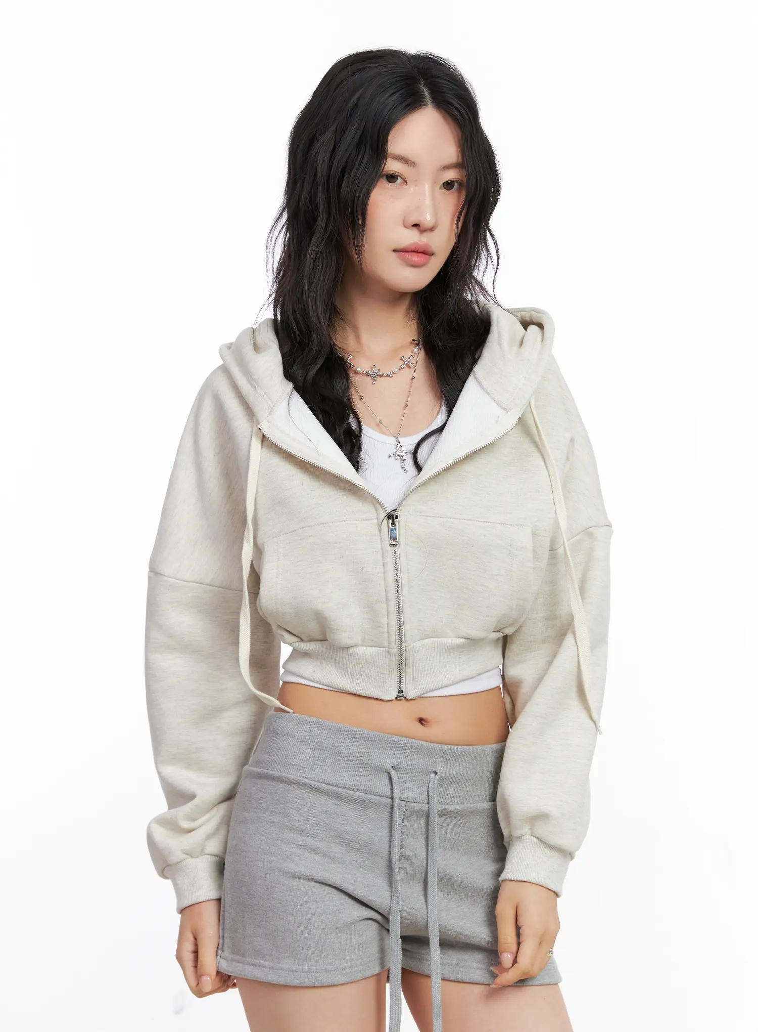 Basic Cropped Zip Hoodie CO507 - Image 9