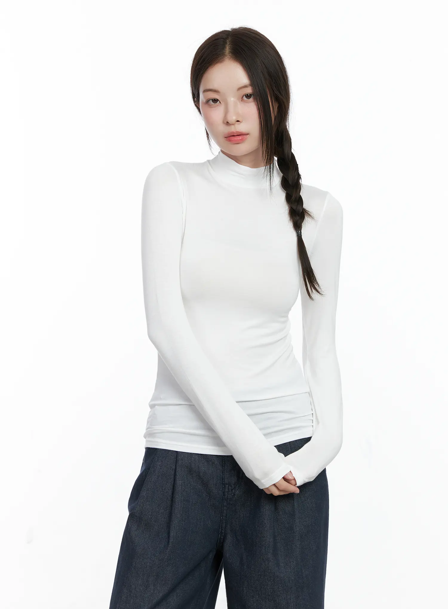 Basic Mock Neck Long Sleeve Top CO503 - Image 2