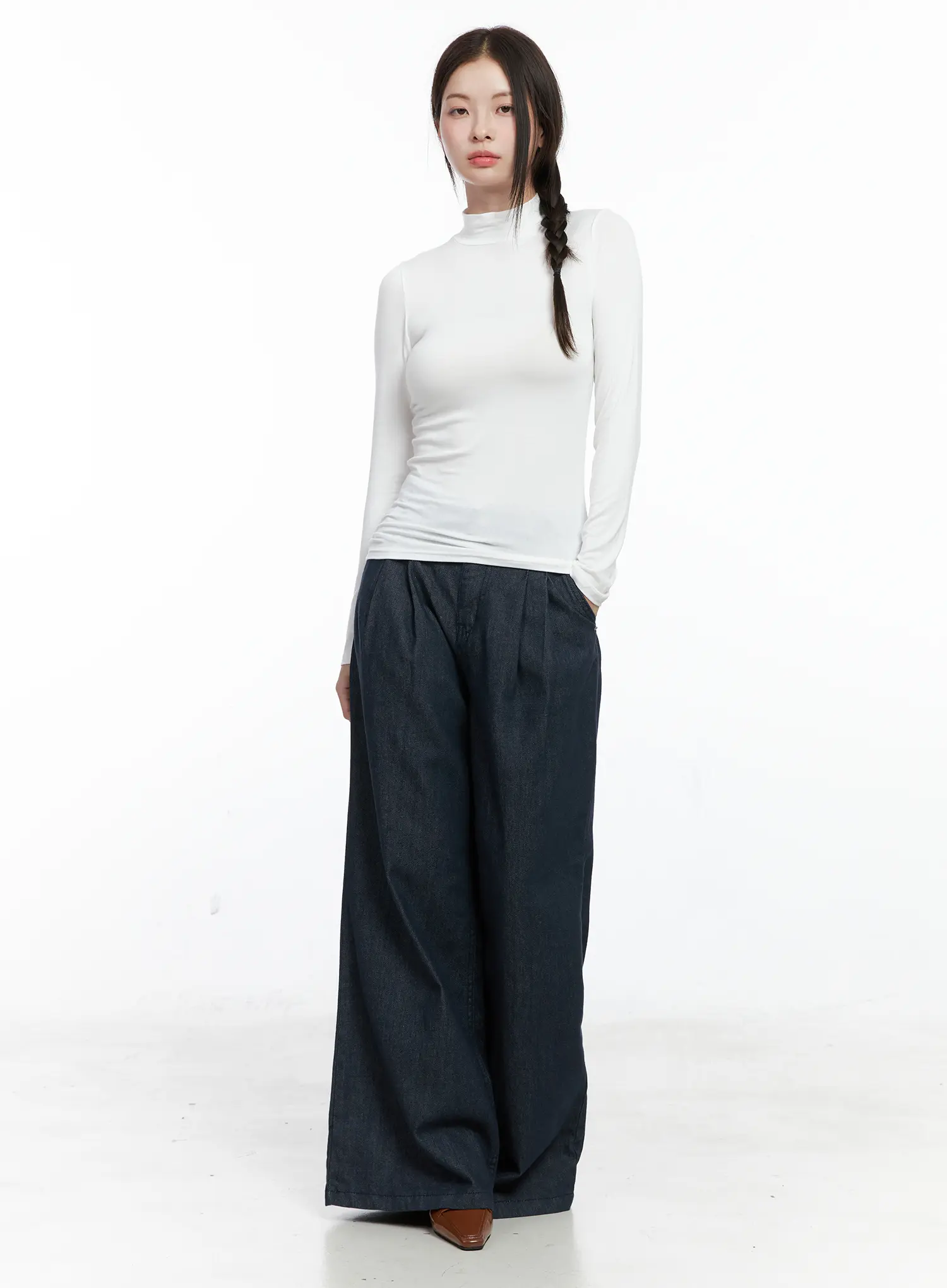 Basic Mock Neck Long Sleeve Top CO503 - Image 3