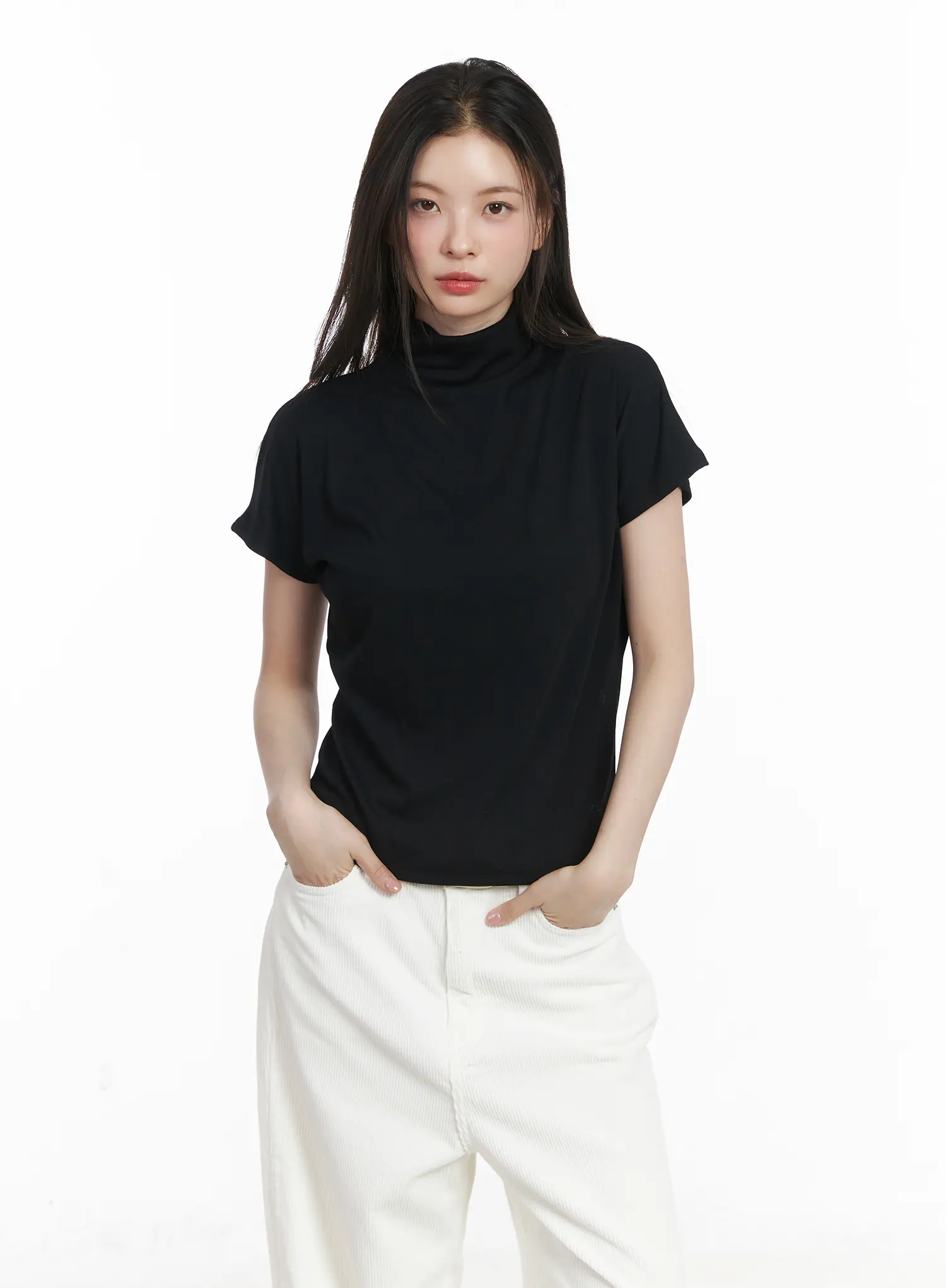 Basic Mock Neck Short Sleeve Top CJ507 - Image 11