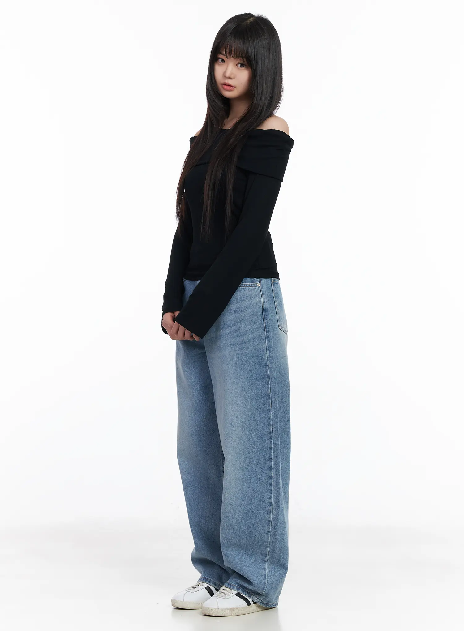 Basic Off-Shoulder Ribbed Long Sleeve Top CM512 - Image 4