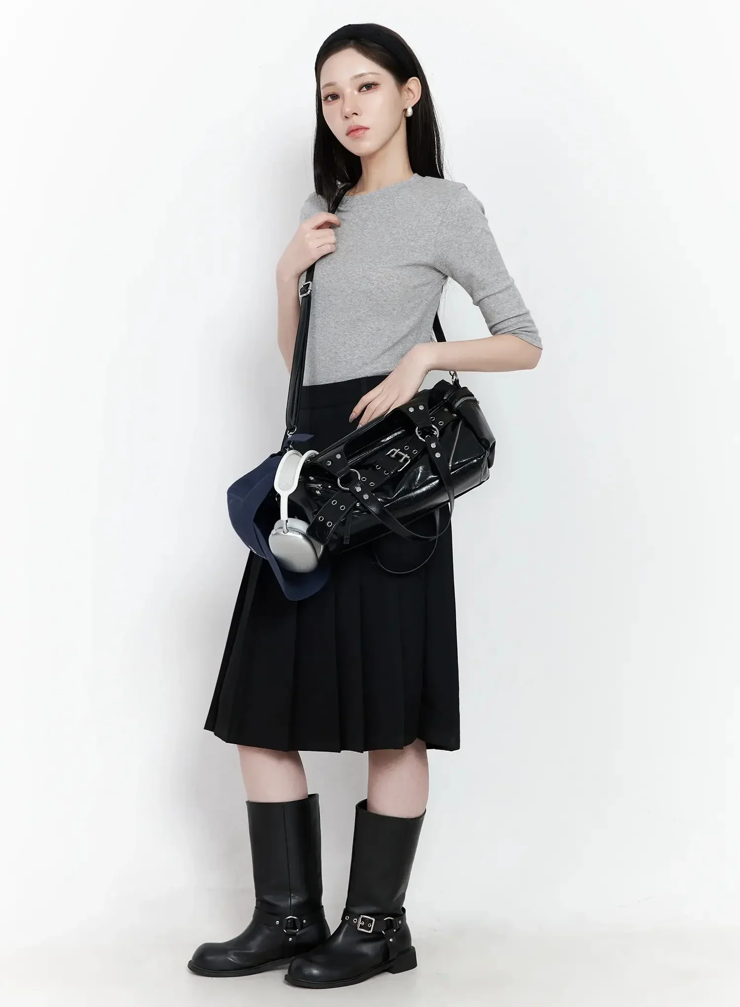Basic Pleated Midi Skirt IF502 - Image 13