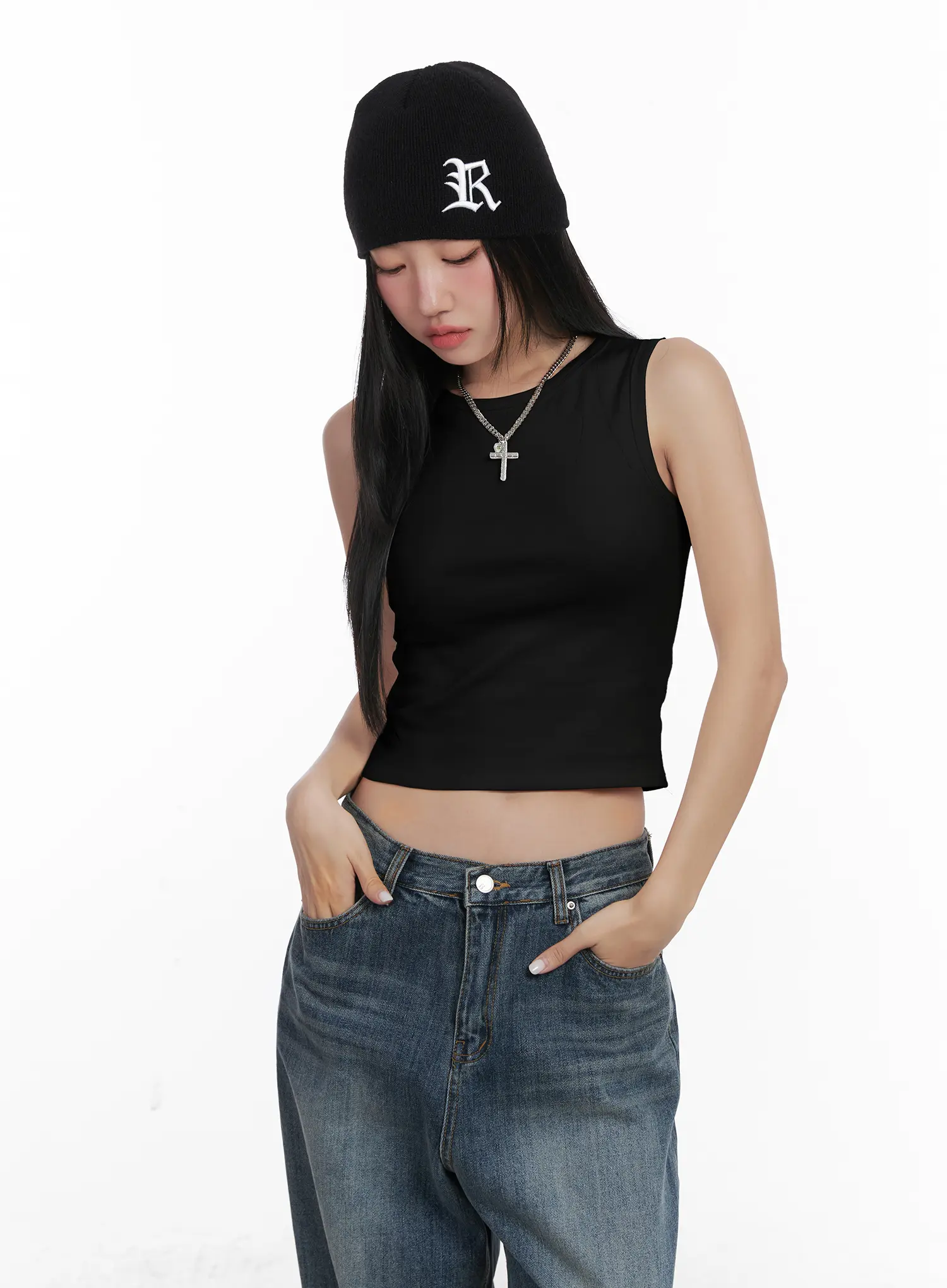 Basic Ribbed Crop Tank Top CN528 - Image 11