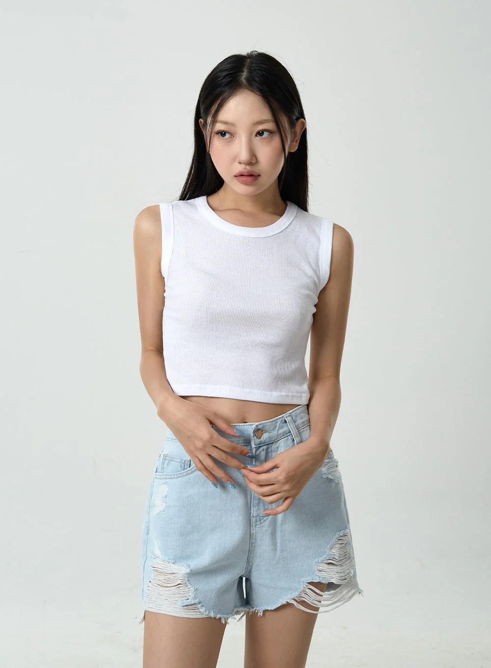Basic Ribbed Cropped Tank Top CU13 - Image 11