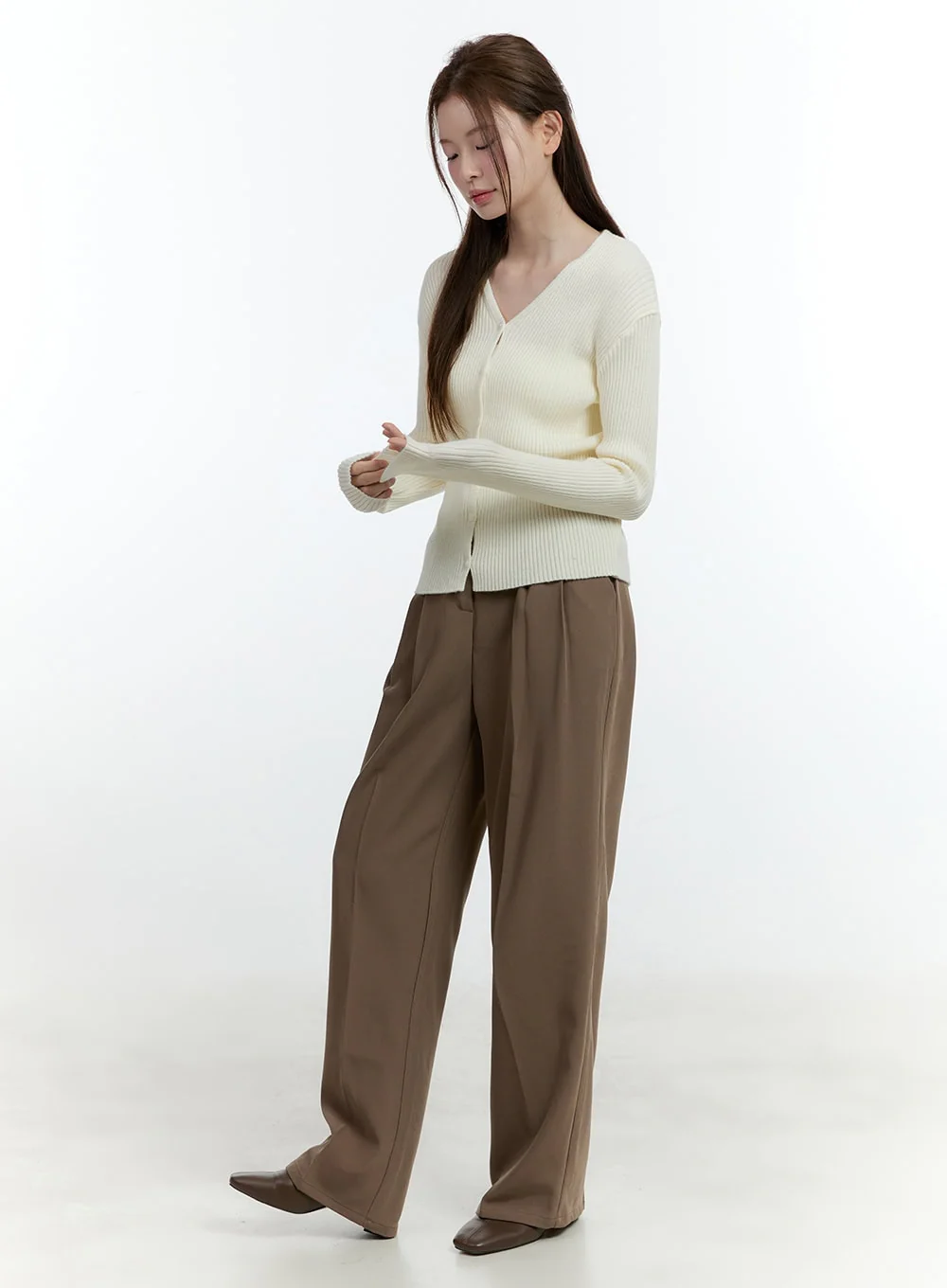 Basic Ribbed V-Neck Cardigan CF503 - Image 4